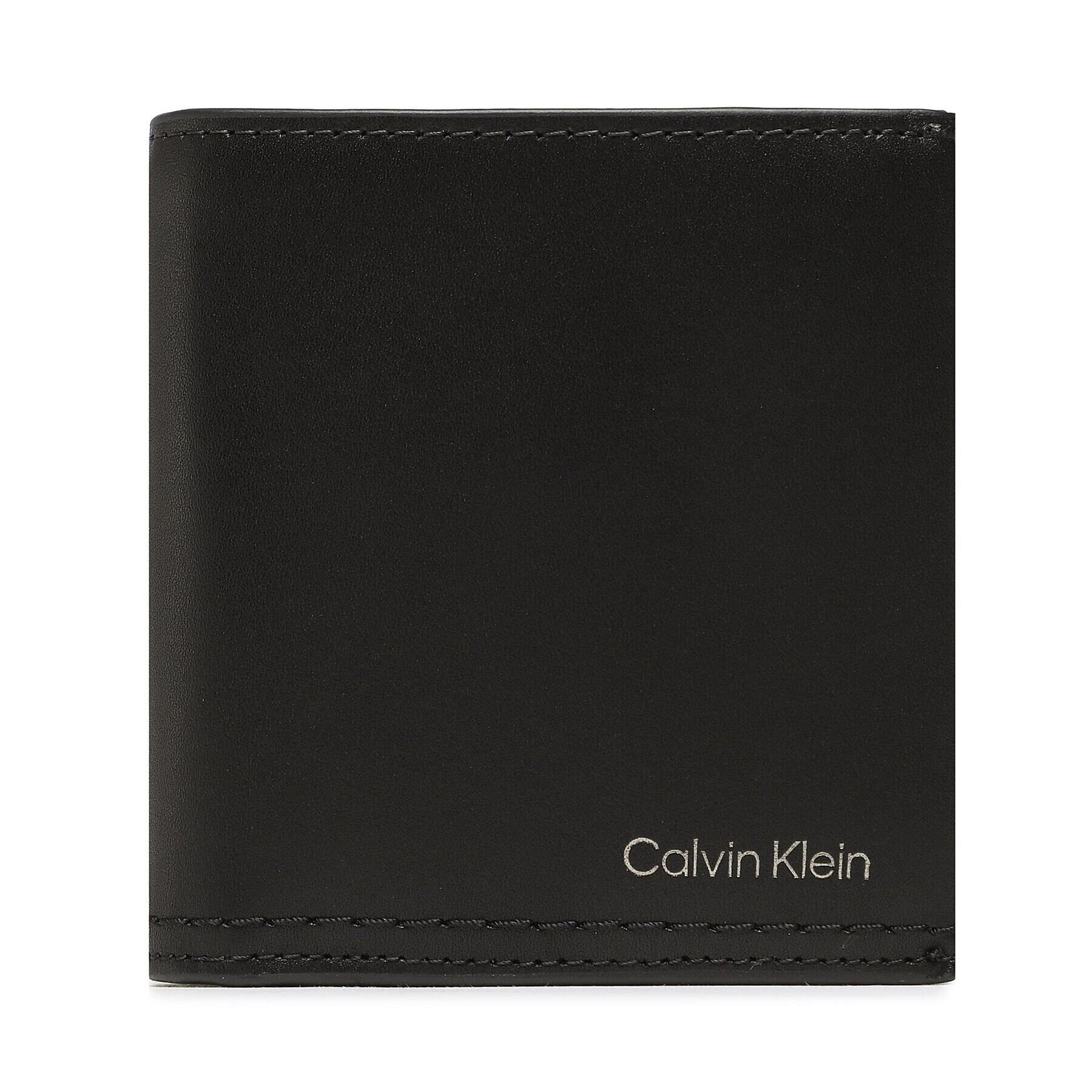 Calvin Klein Малък мъжки портфейл Duo Stitch Trifold 6cc W/Coin K50K510324 Черен - Pepit.bg