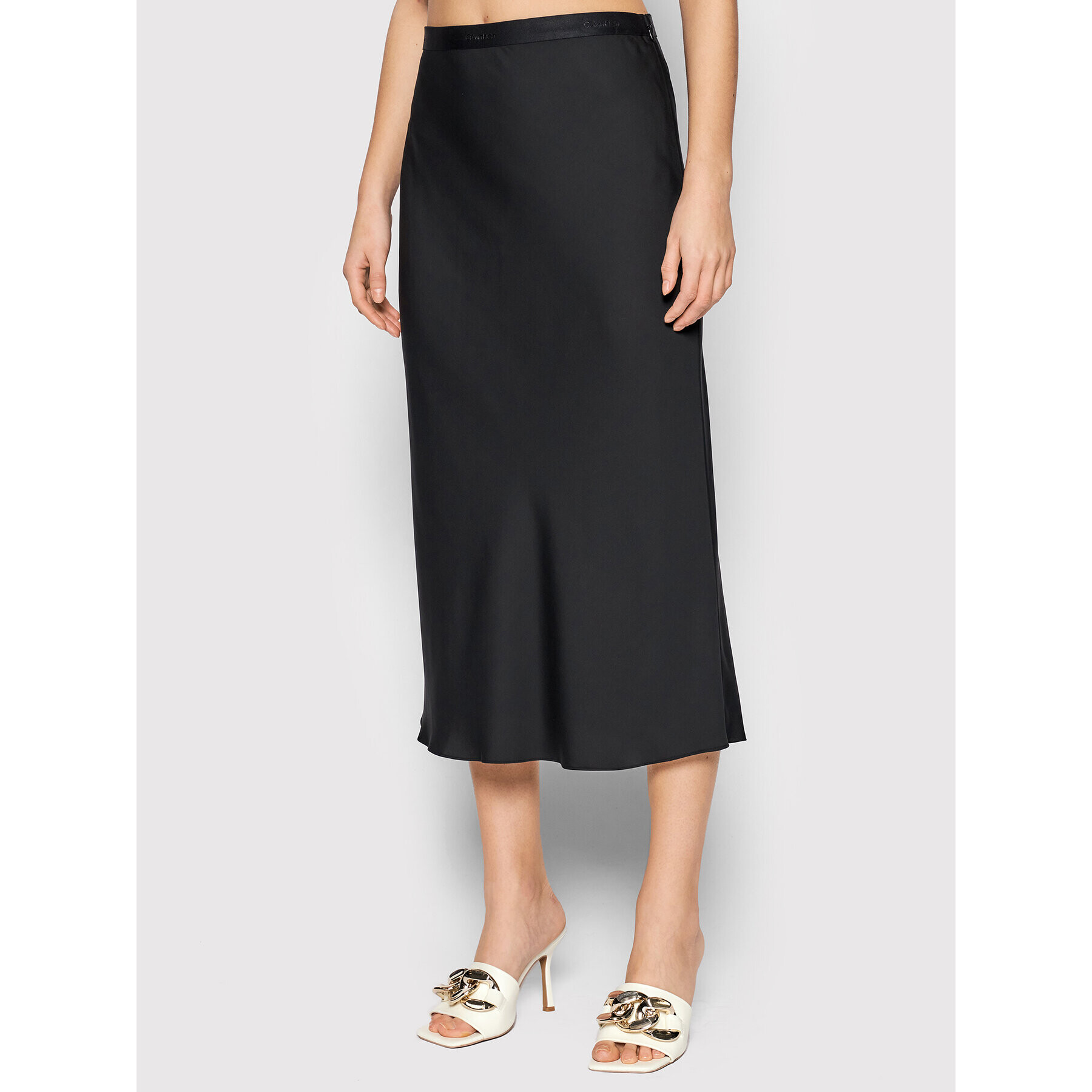 Calvin Klein Миди пола Bias K20K203514 Черен Regular Fit - Pepit.bg