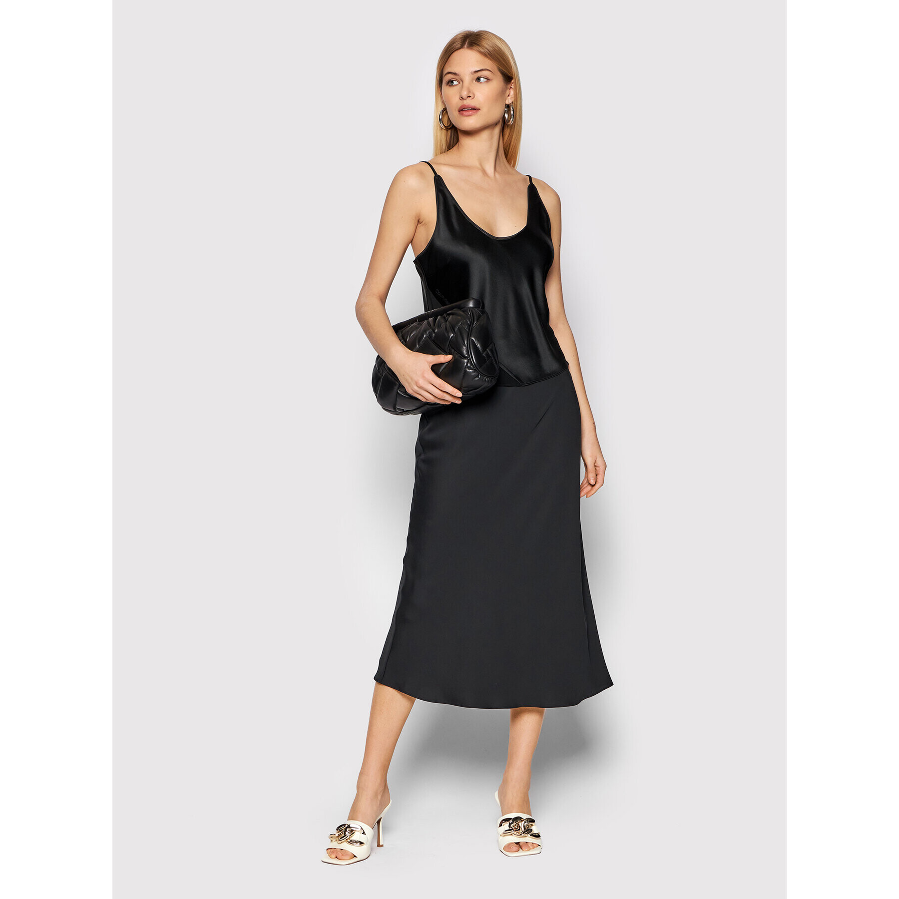 Calvin Klein Миди пола Bias K20K203514 Черен Regular Fit - Pepit.bg