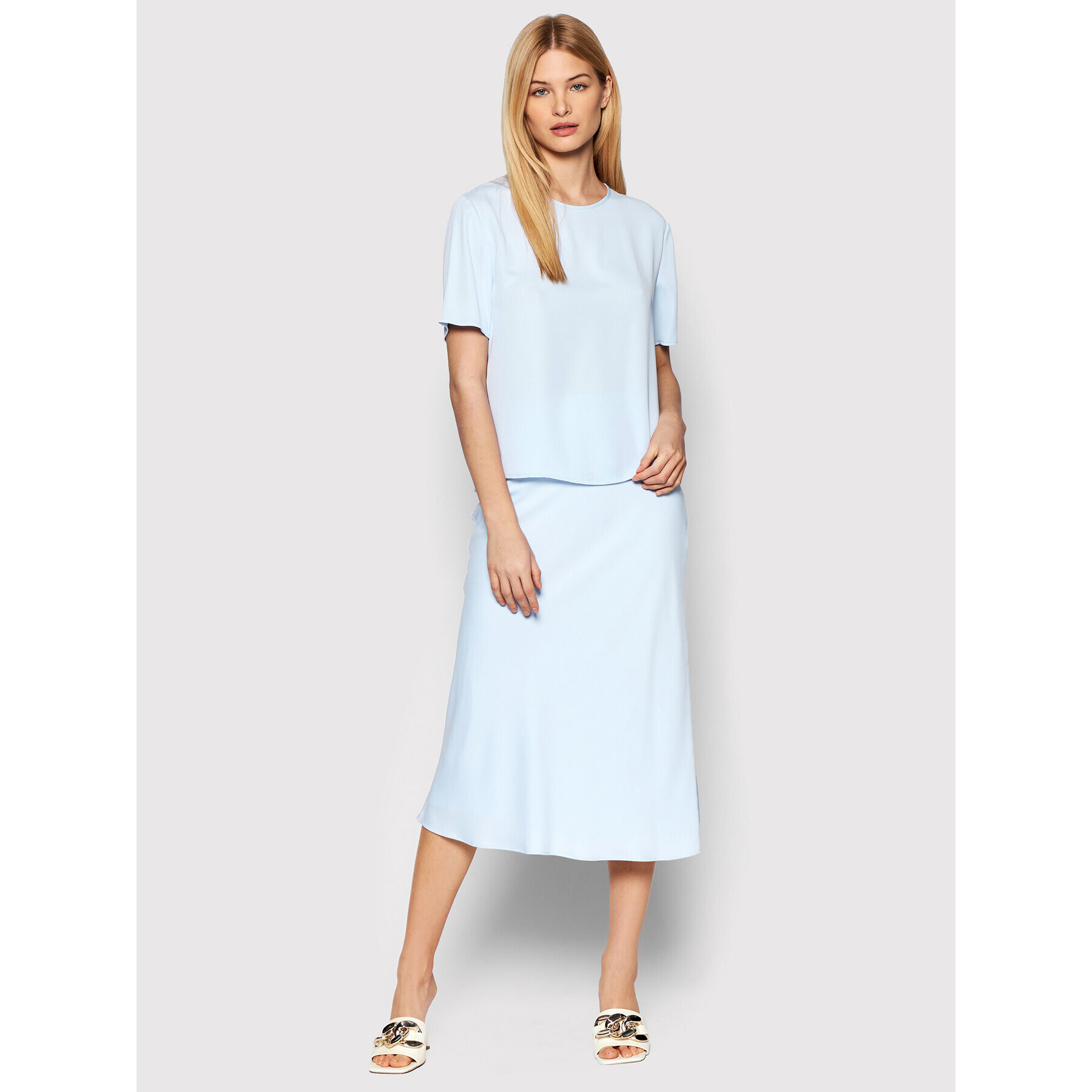 Calvin Klein Миди пола Bias K20K203514 Син Regular Fit - Pepit.bg