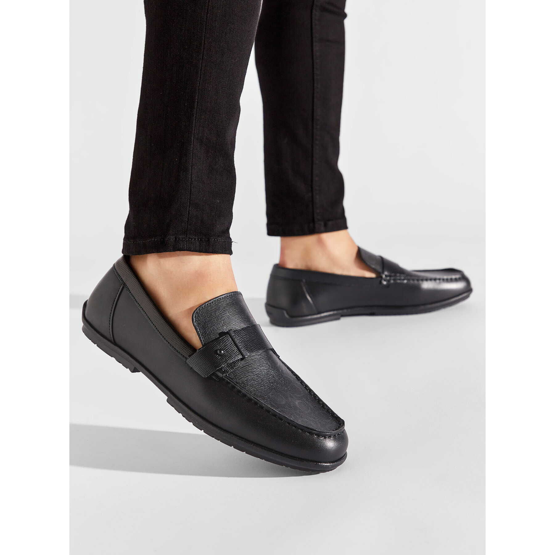 Calvin Klein Мокасини Driver Pin Colse Mono HM0HM00819 Черен - Pepit.bg