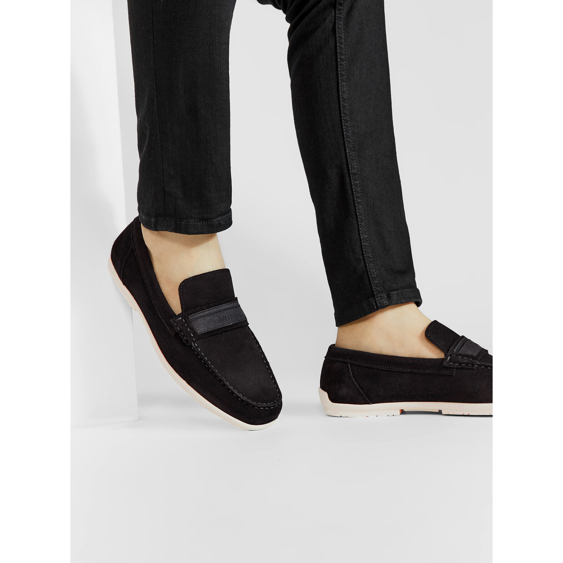 Calvin Klein Мокасини Driver Web Strap HM0HM00630 Черен - Pepit.bg