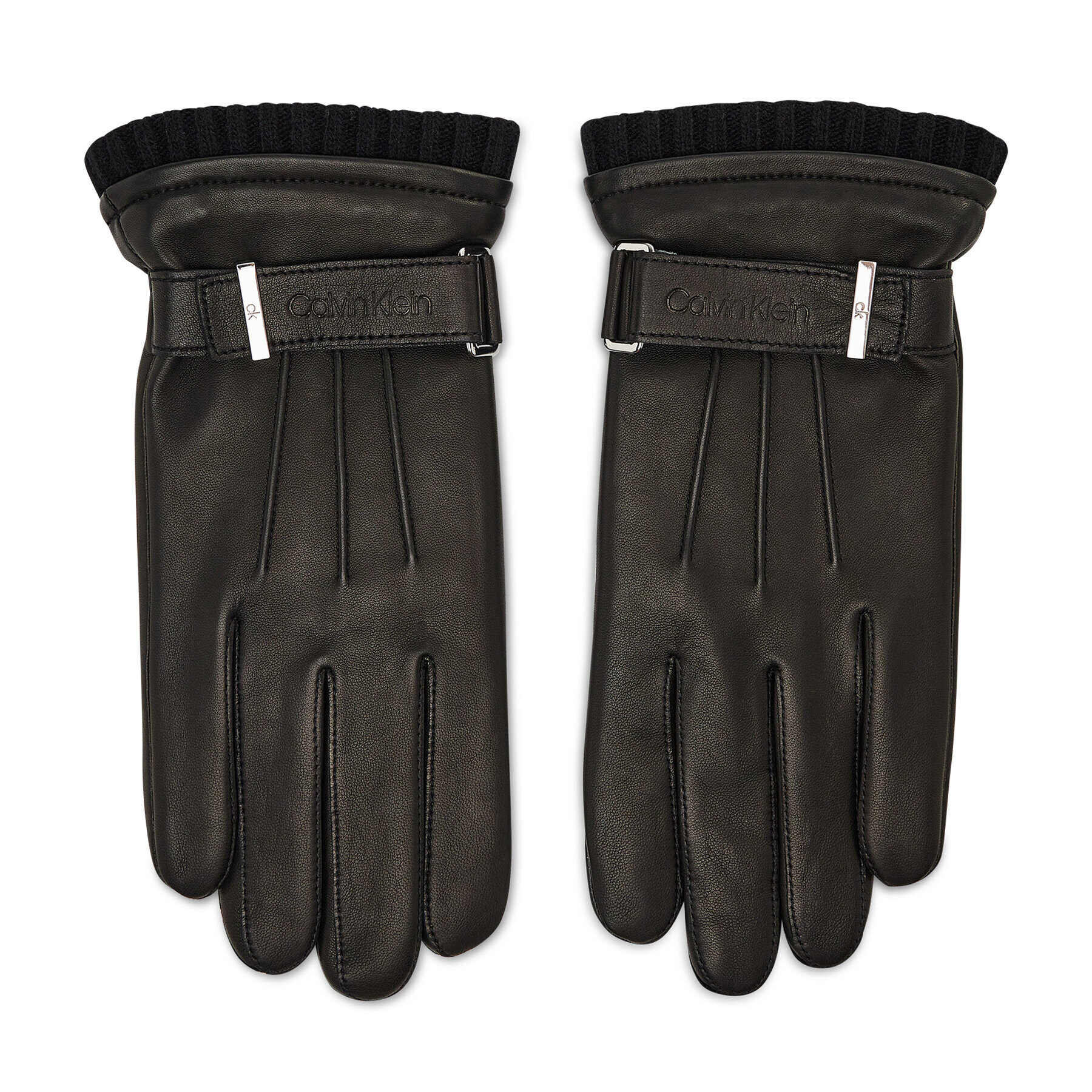 Calvin Klein Мъжки ръкавици Leather Rivet Gloves K50K507425 Черен - Pepit.bg