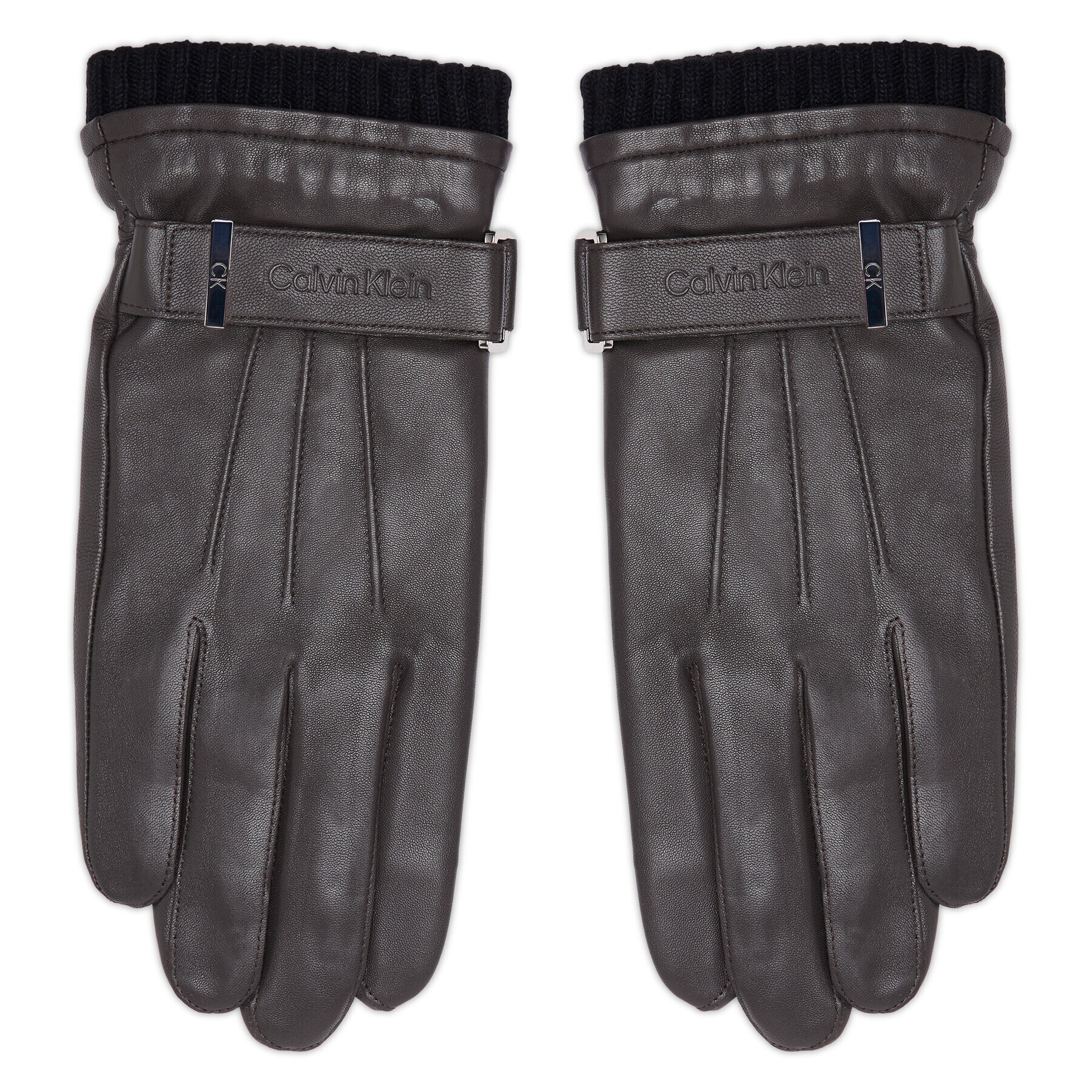 Calvin Klein Мъжки ръкавици Leather Rivet Gloves K50K507425 Кафяв - Pepit.bg