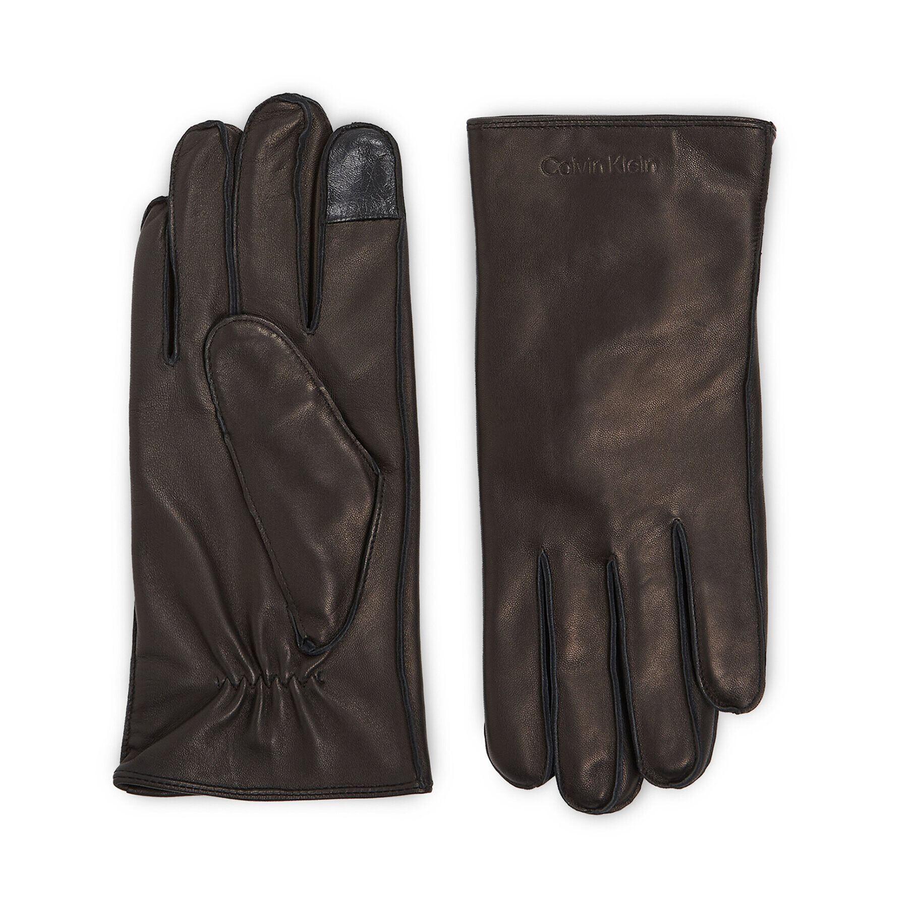 Calvin Klein Мъжки ръкавици Stitched Leather Gloves K50K511015 Черен - Pepit.bg