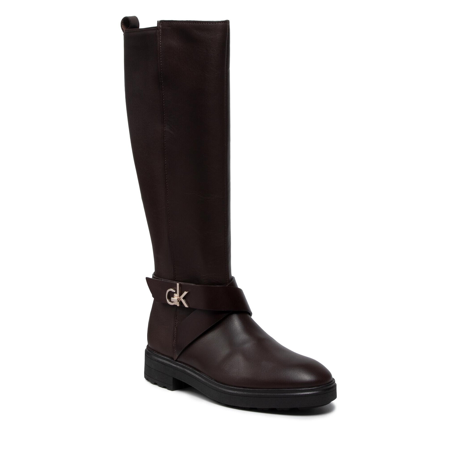 Calvin Klein Офицерки Knee Boot 20 W/Hdw HW0HW00607 Кафяв - Pepit.bg