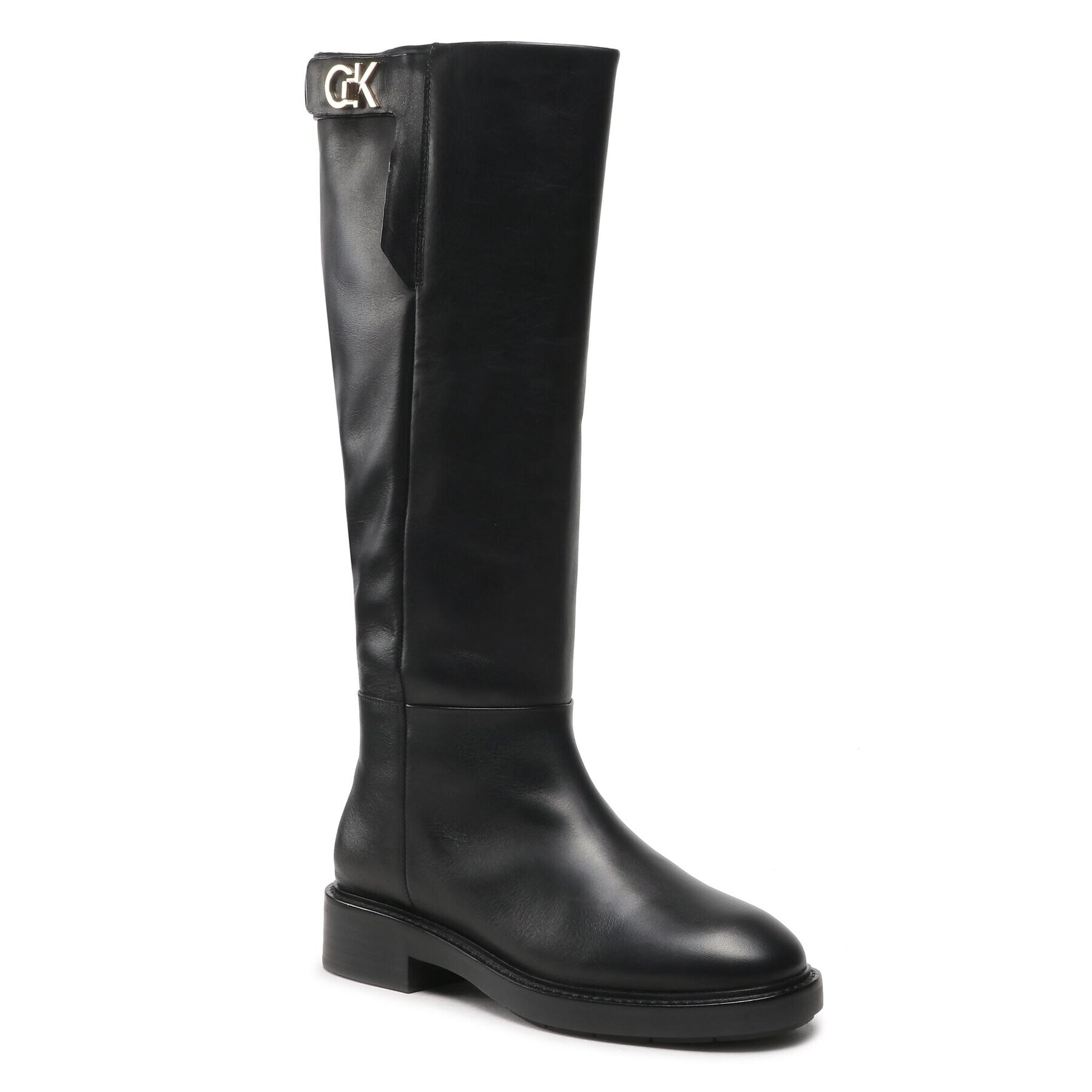 Calvin Klein Офицерки Rubber Sole Knee Boot W Hw HW0HW01255 Черен - Pepit.bg