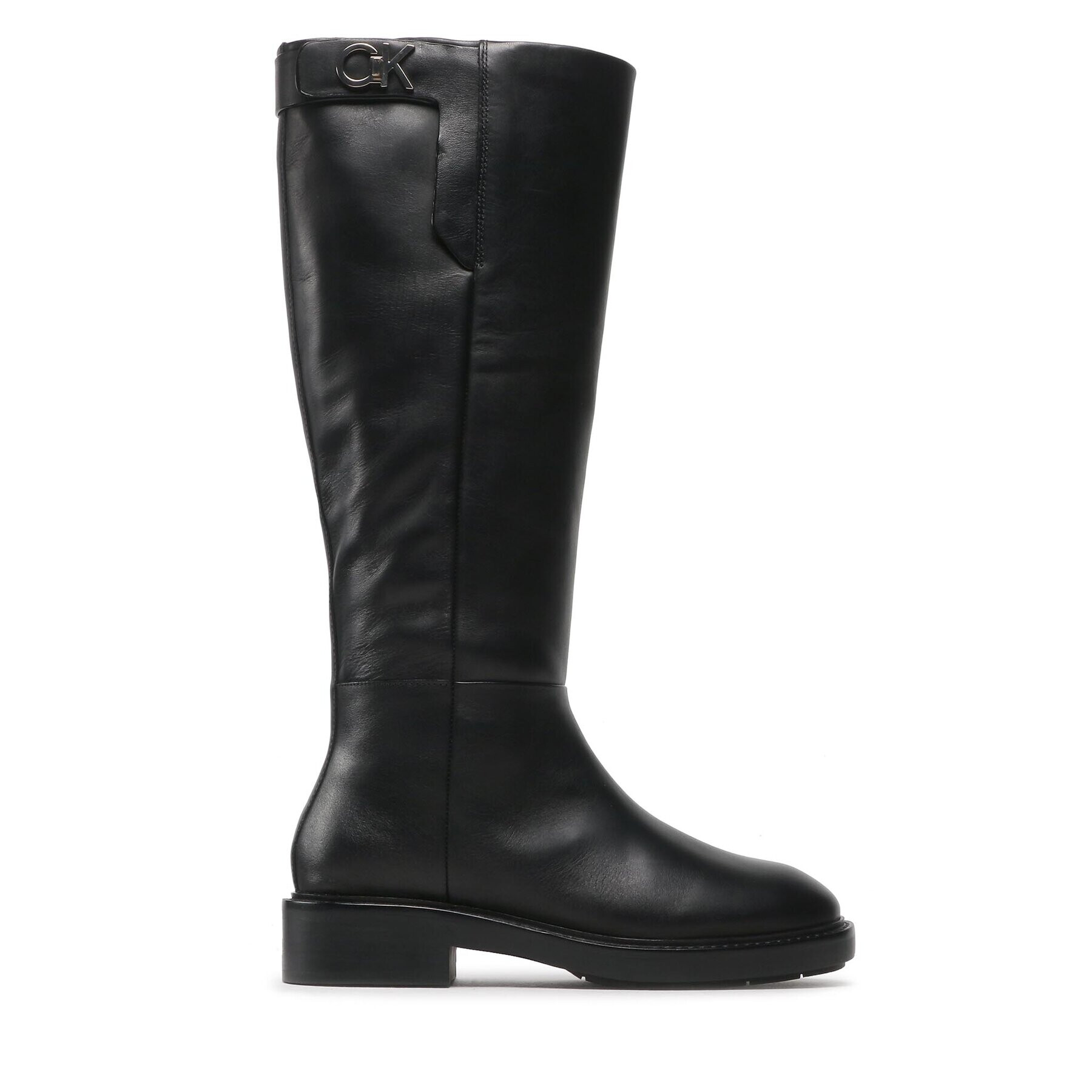 Calvin Klein Офицерки Rubber Sole Knee Boot W Hw HW0HW01255 Черен - Pepit.bg