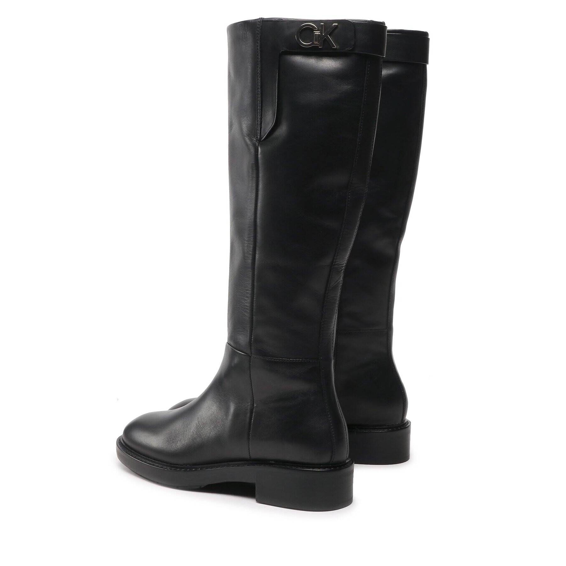 Calvin Klein Офицерки Rubber Sole Knee Boot W Hw HW0HW01255 Черен - Pepit.bg