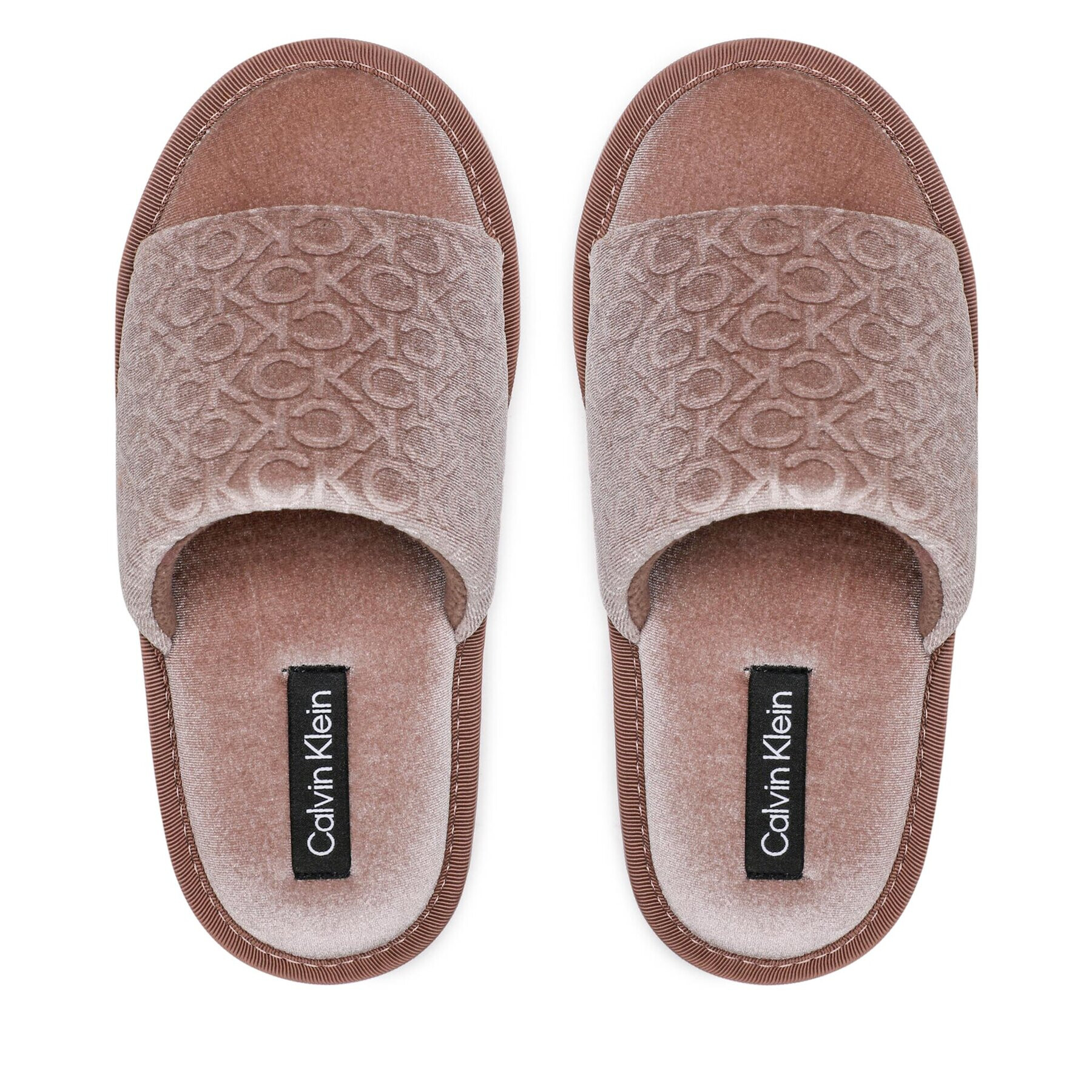 Calvin Klein Пантофи Slipper Flatform Sandal Vel HW0HW01540 Кафяв - Pepit.bg