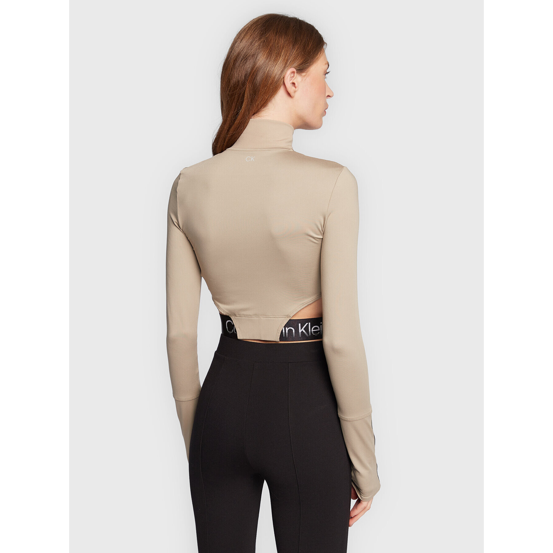 Calvin Klein Performance Блуза 00GWF2K200 Бежов Slim Fit - Pepit.bg