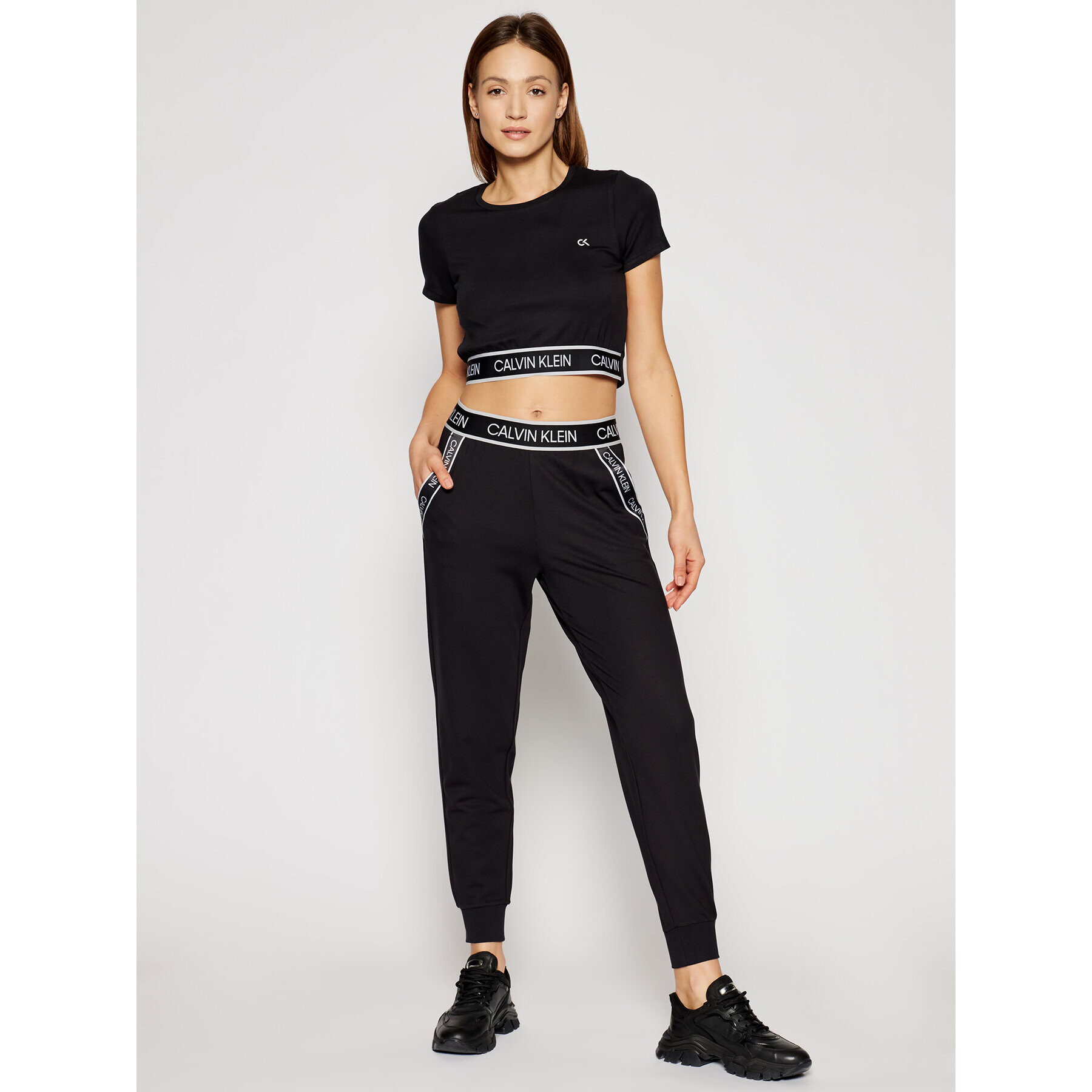 Calvin Klein Performance Блуза Mesh Back Cropped 00GWS1K132 Черен Regular Fit - Pepit.bg