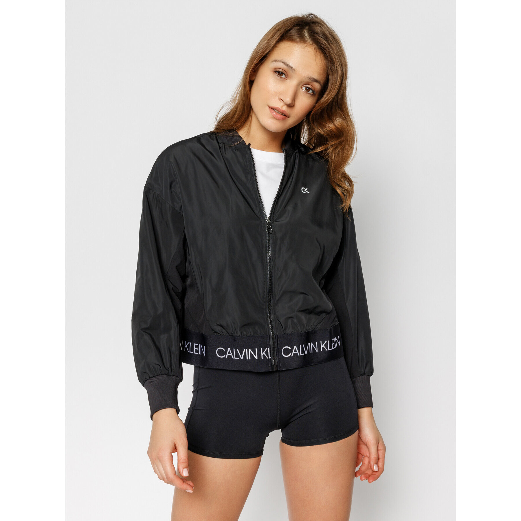 Calvin Klein Performance Яке бомбър Cropped Logo 00GWS0O589 Черен Regular Fit - Pepit.bg