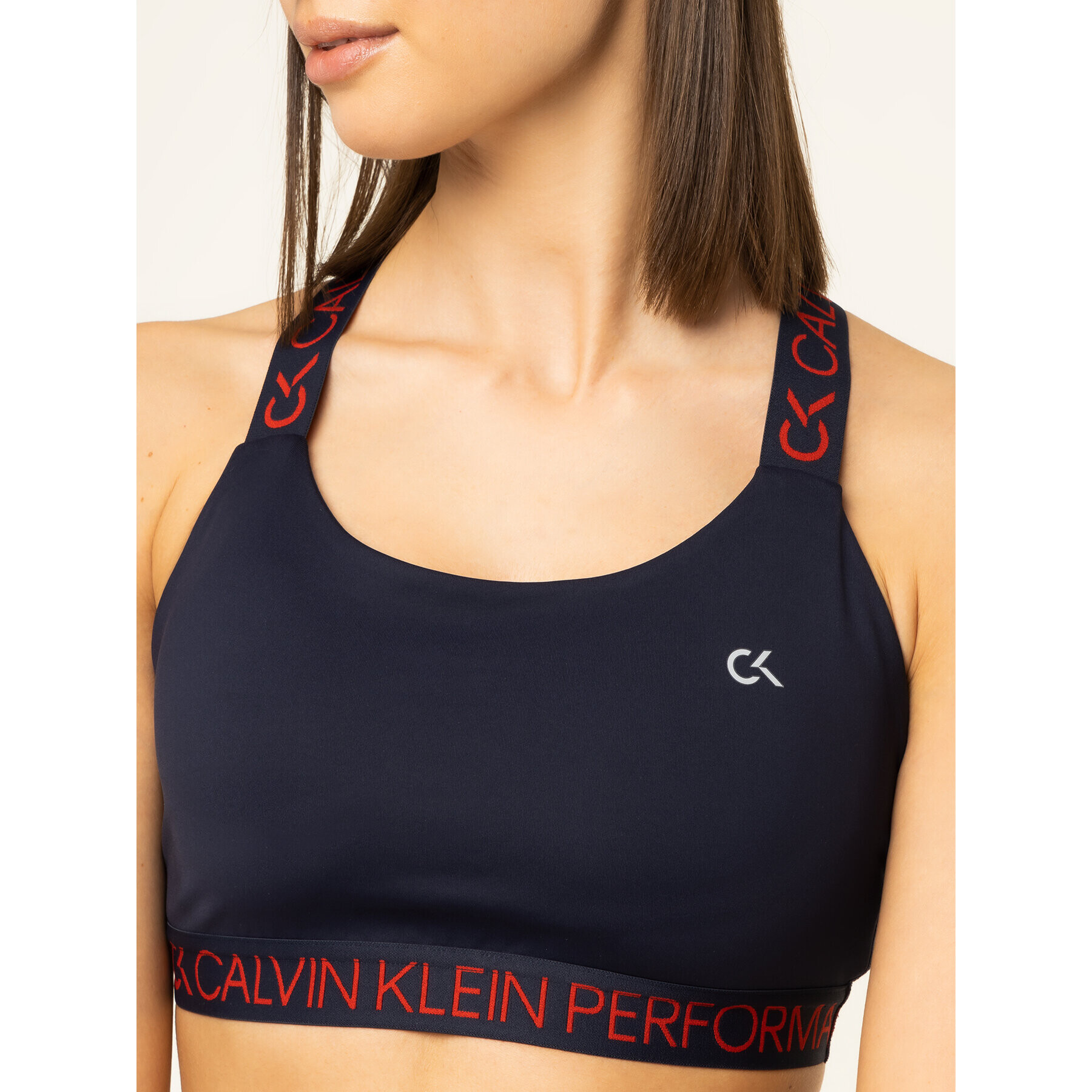 Calvin Klein Performance Сутиен-топ Medium Support Bra 00GWH9K169 Тъмносин - Pepit.bg