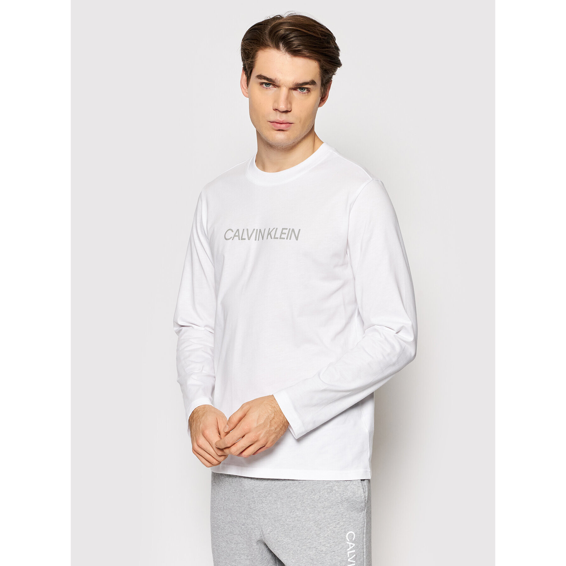 Calvin Klein Performance Тениска с дълъг ръкав 00GMF1K200 Бял Regular Fit - Pepit.bg