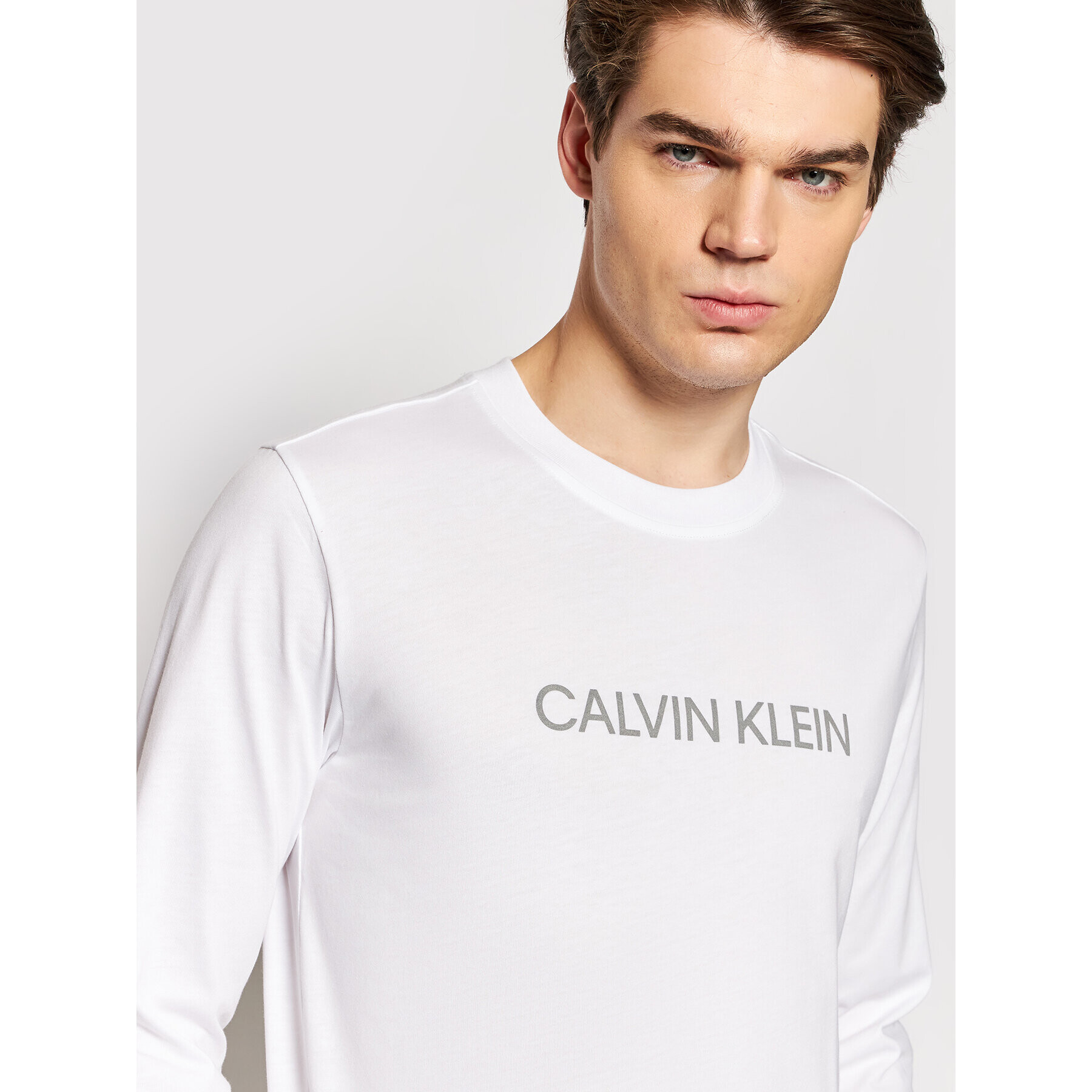 Calvin Klein Performance Тениска с дълъг ръкав 00GMF1K200 Бял Regular Fit - Pepit.bg