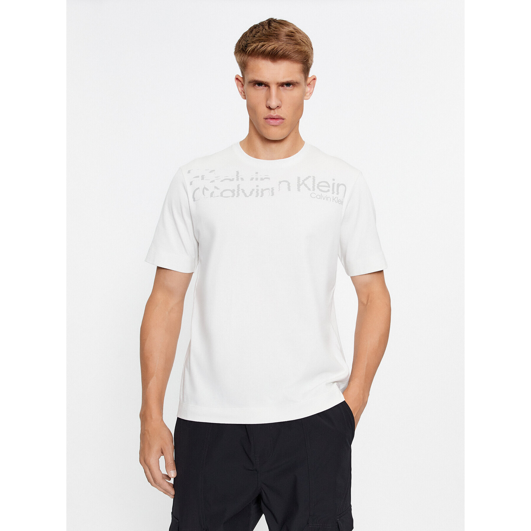 Calvin Klein Performance Тишърт 00GMF3K141 Екрю Regular Fit - Pepit.bg