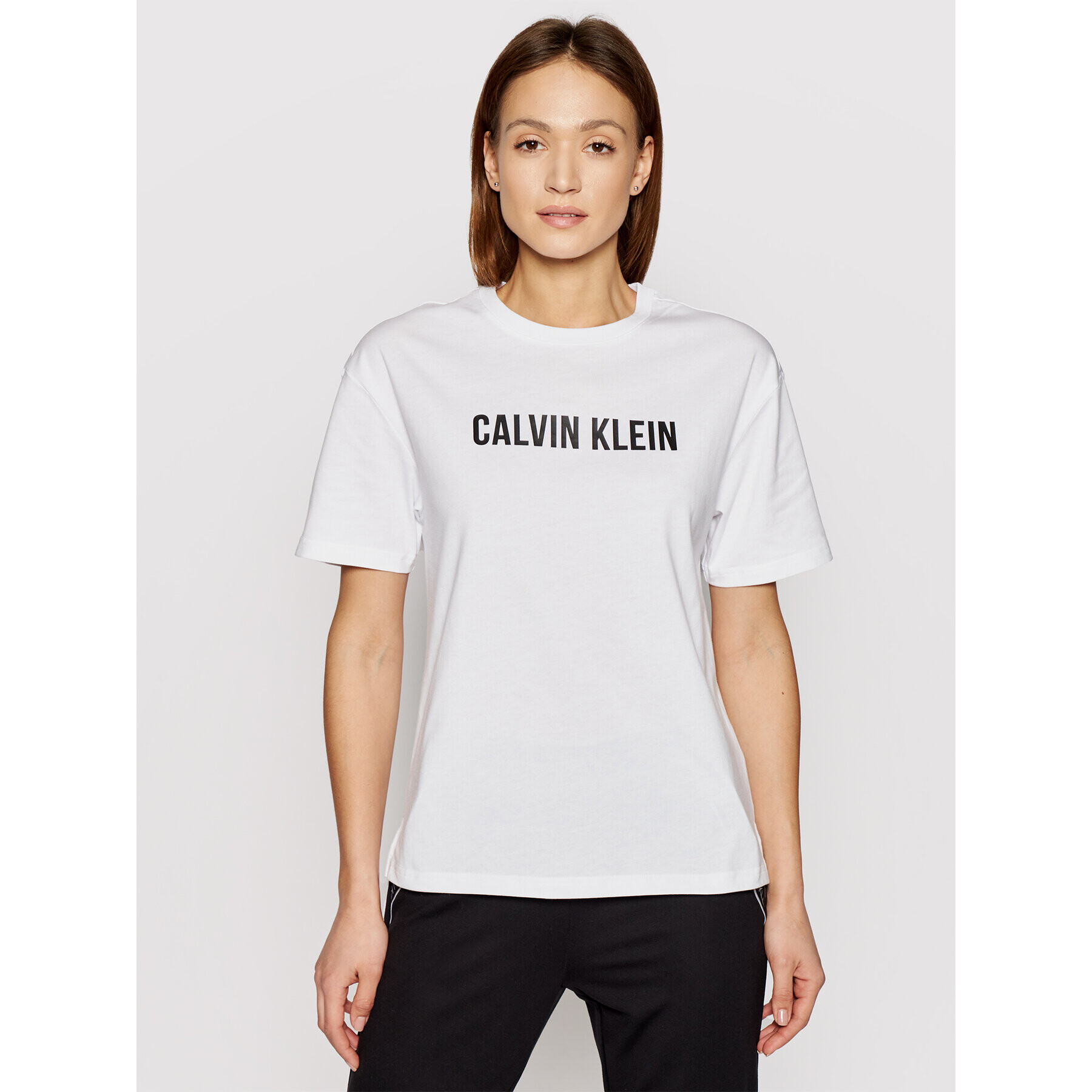 Calvin Klein Performance Тишърт Logo Boyfriend 00GWS1K109 Бял Relaxed Fit - Pepit.bg