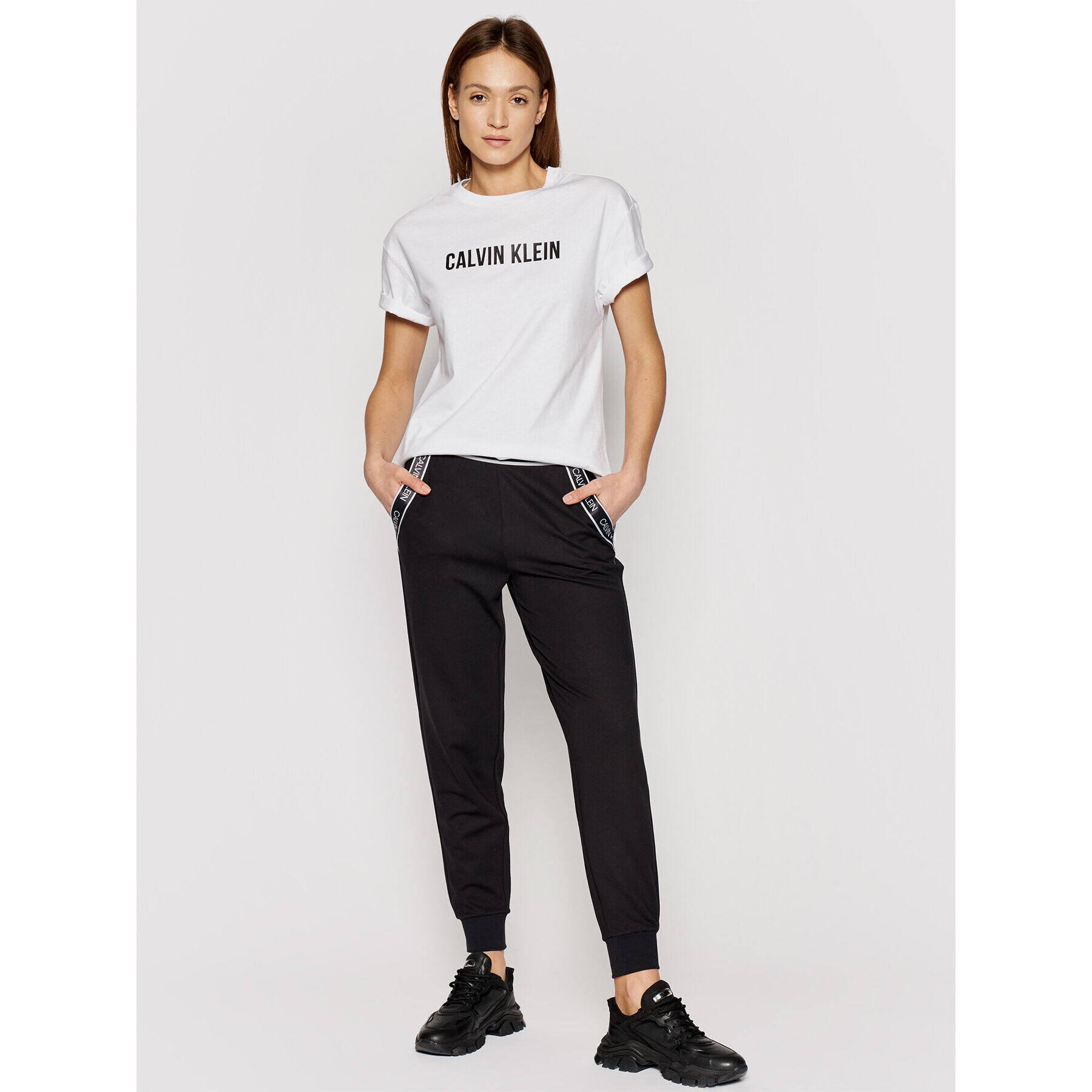 Calvin Klein Performance Тишърт Logo Boyfriend 00GWS1K109 Бял Relaxed Fit - Pepit.bg