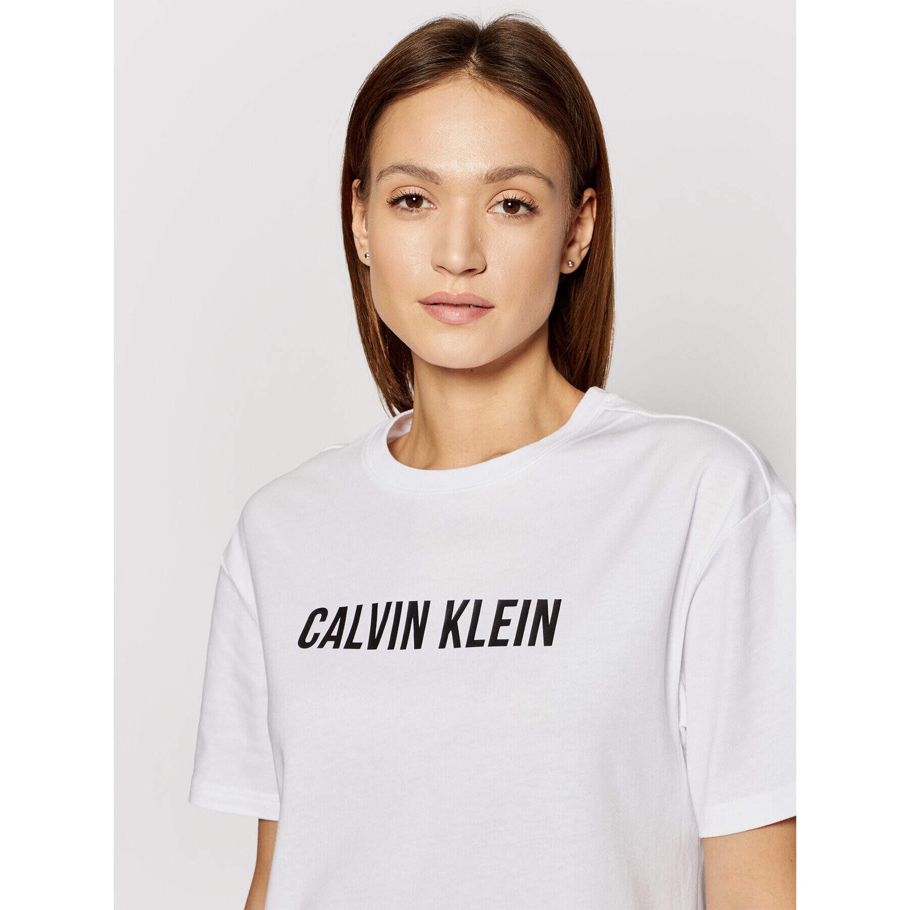 Calvin Klein Performance Тишърт Logo Boyfriend 00GWS1K109 Бял Relaxed Fit - Pepit.bg