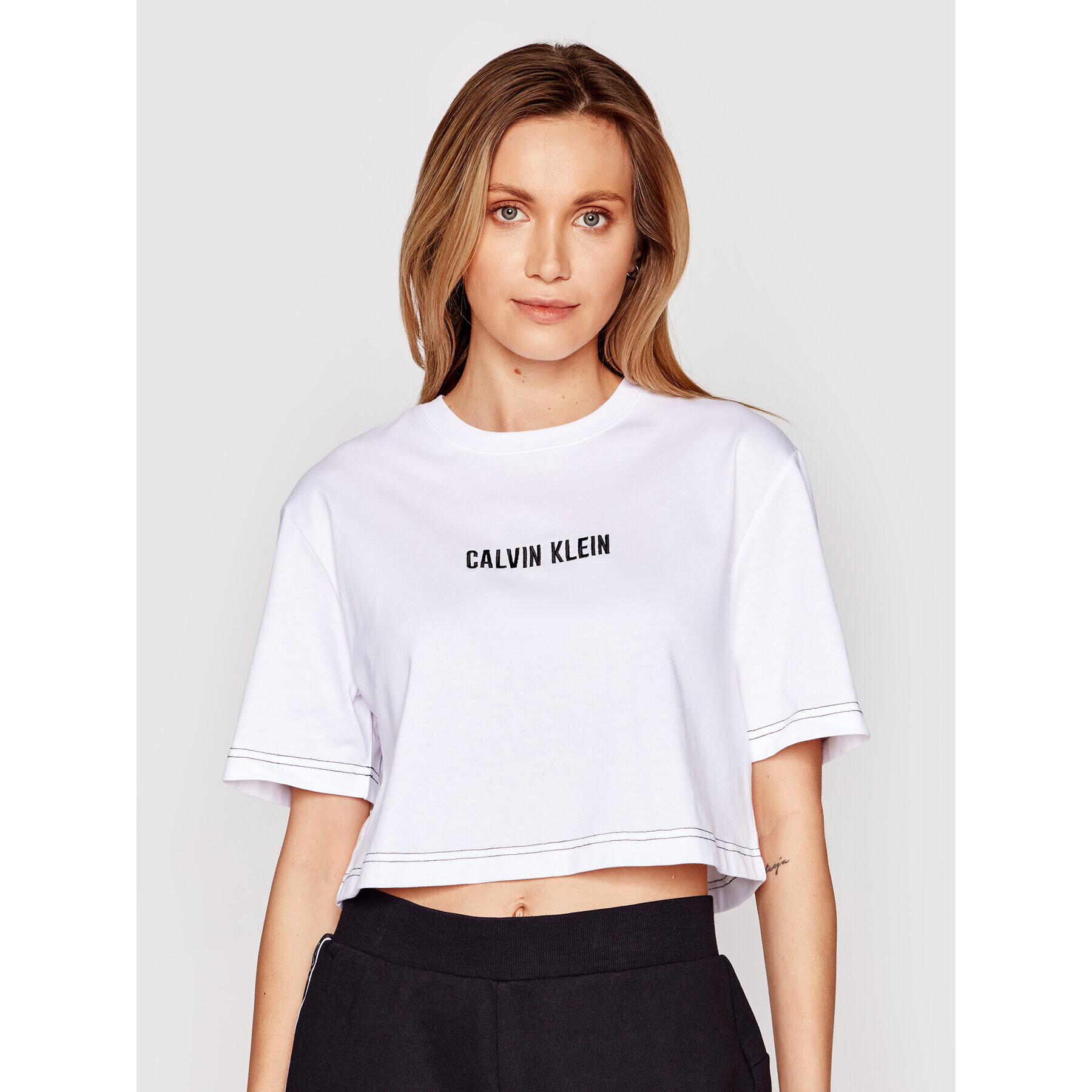 Calvin Klein Performance Тишърт 00GWS1K197 Бял Regular Fit - Pepit.bg