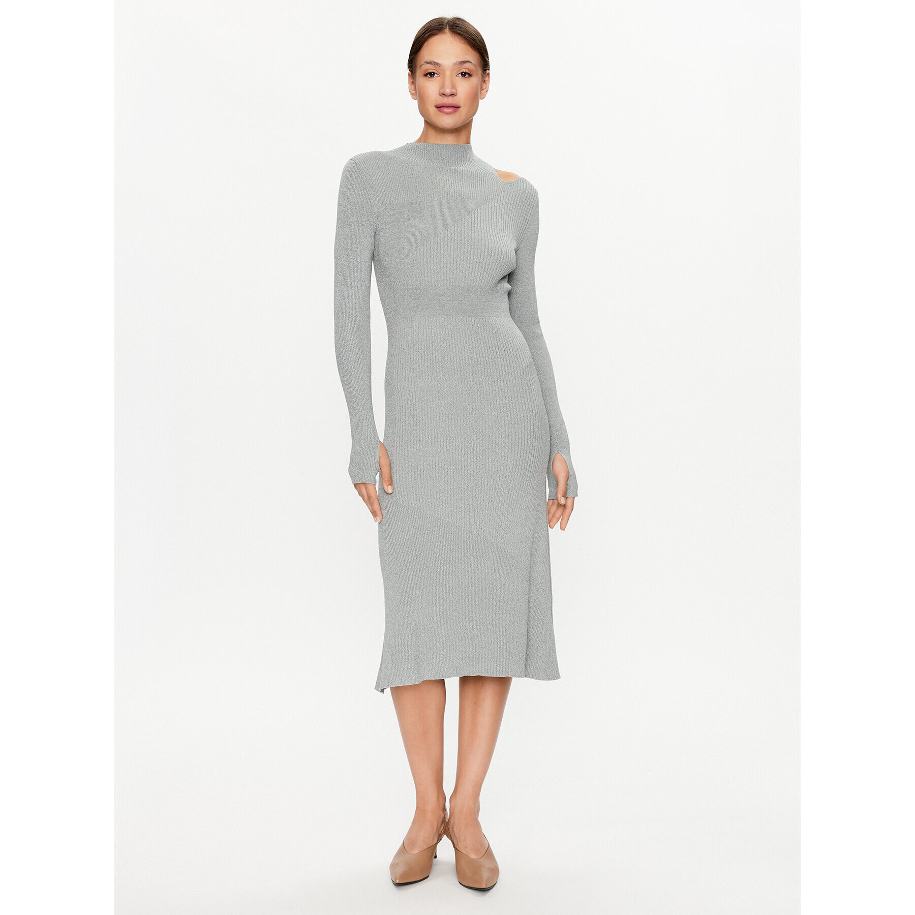 Calvin Klein Плетена рокля K20K205780 Сив Regular Fit - Pepit.bg