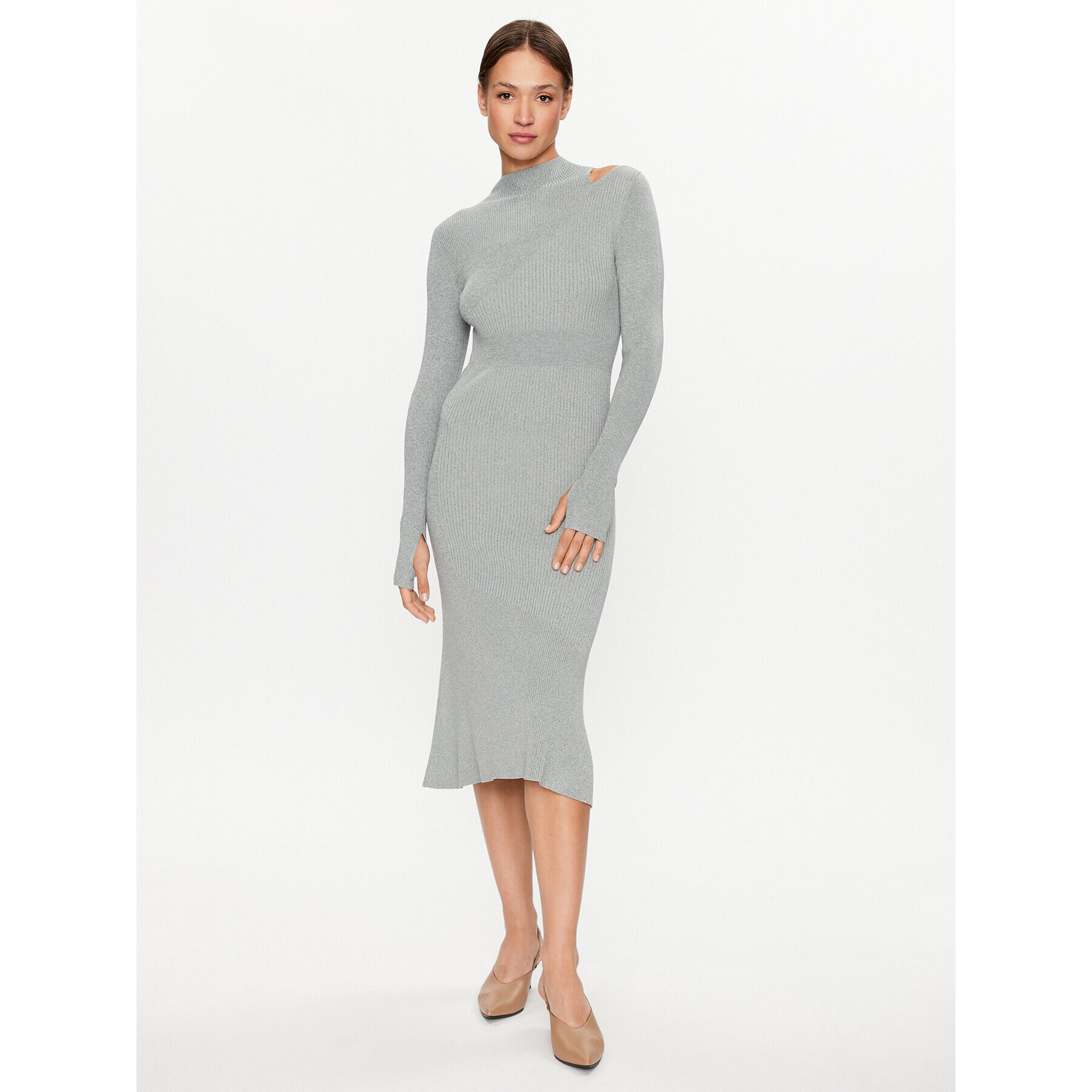 Calvin Klein Плетена рокля K20K205780 Сив Regular Fit - Pepit.bg