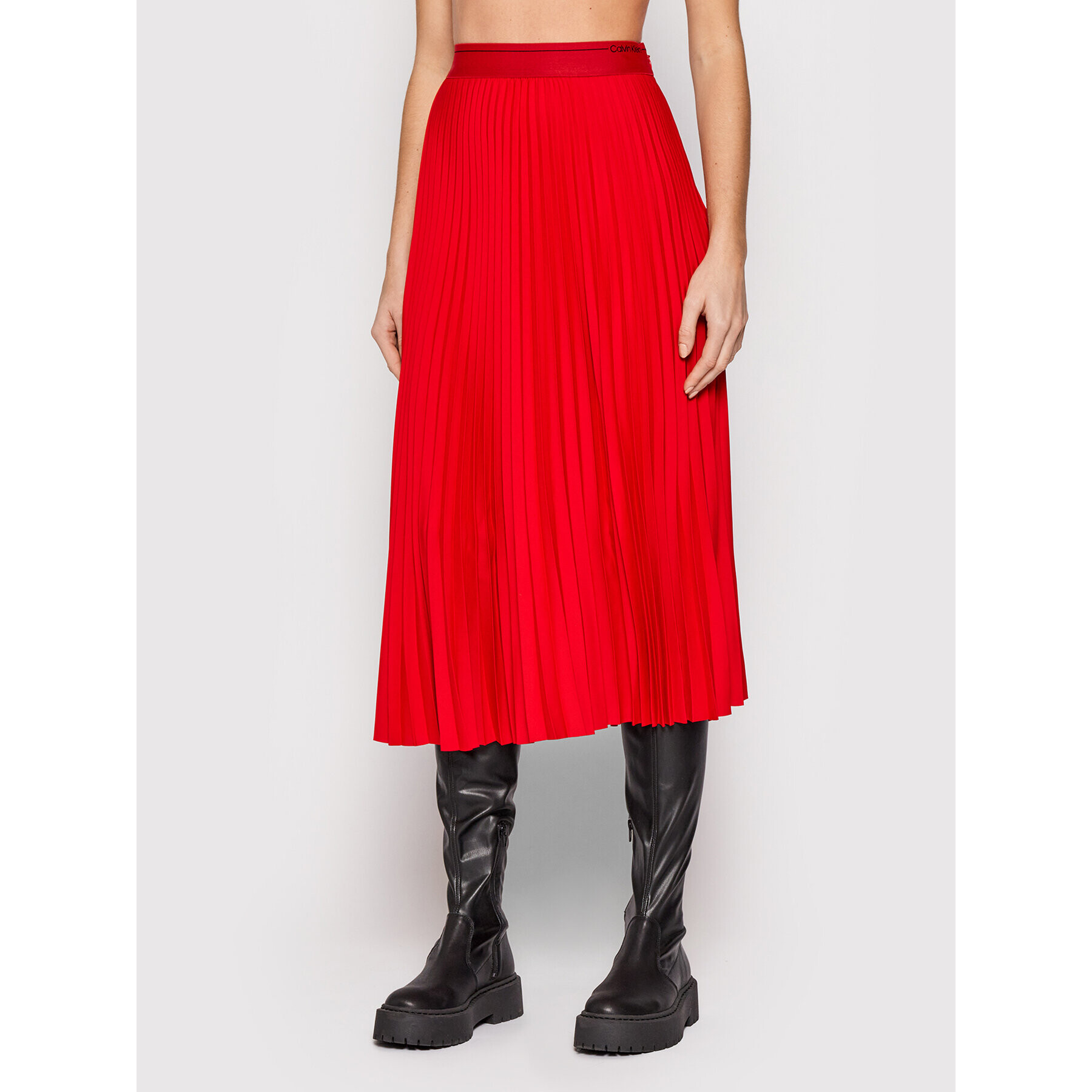 Calvin Klein Плисирана пола K20K203222 Червен Regular Fit - Pepit.bg