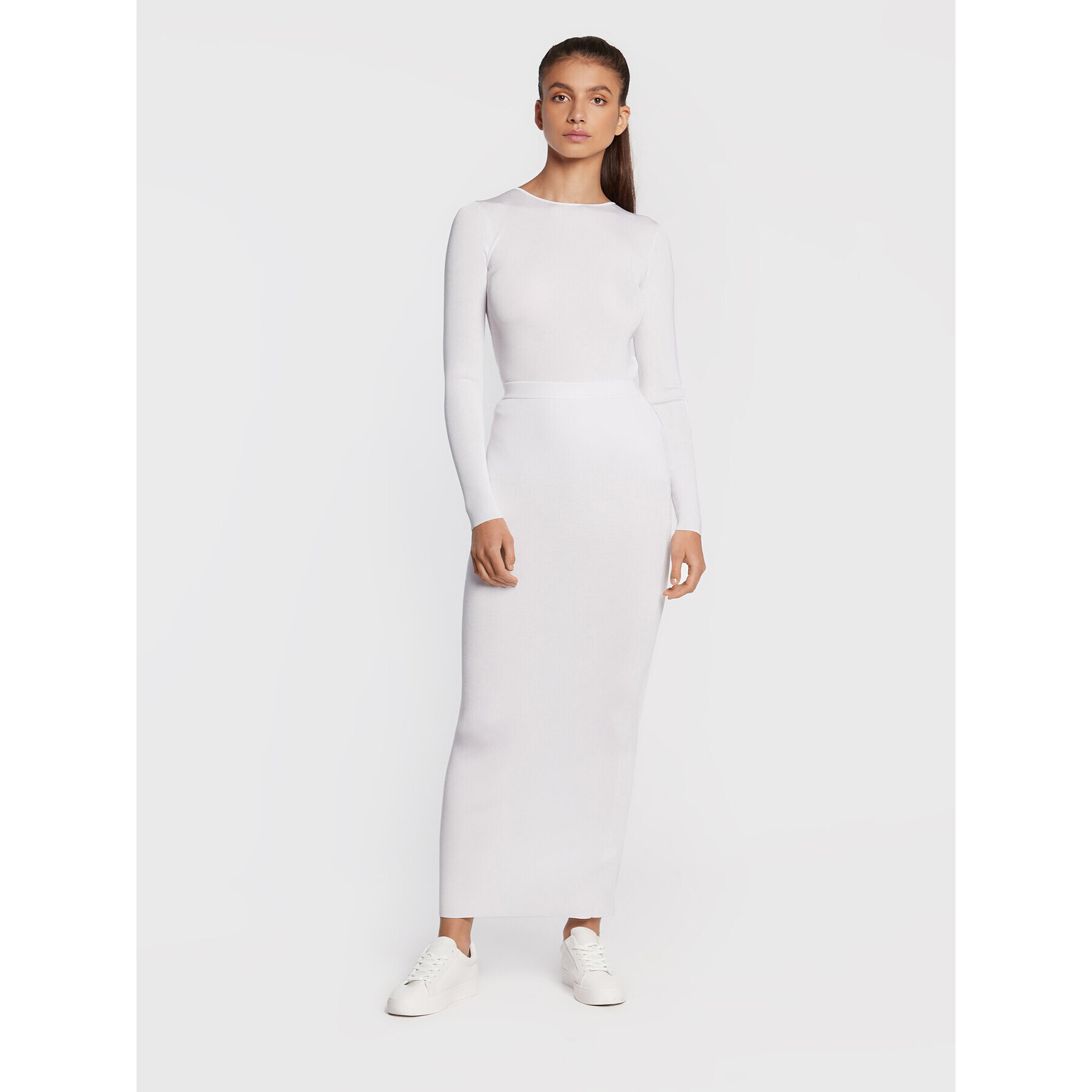Calvin Klein Пола тип молив Sensual K20K204529 Бял Fitted Fit - Pepit.bg