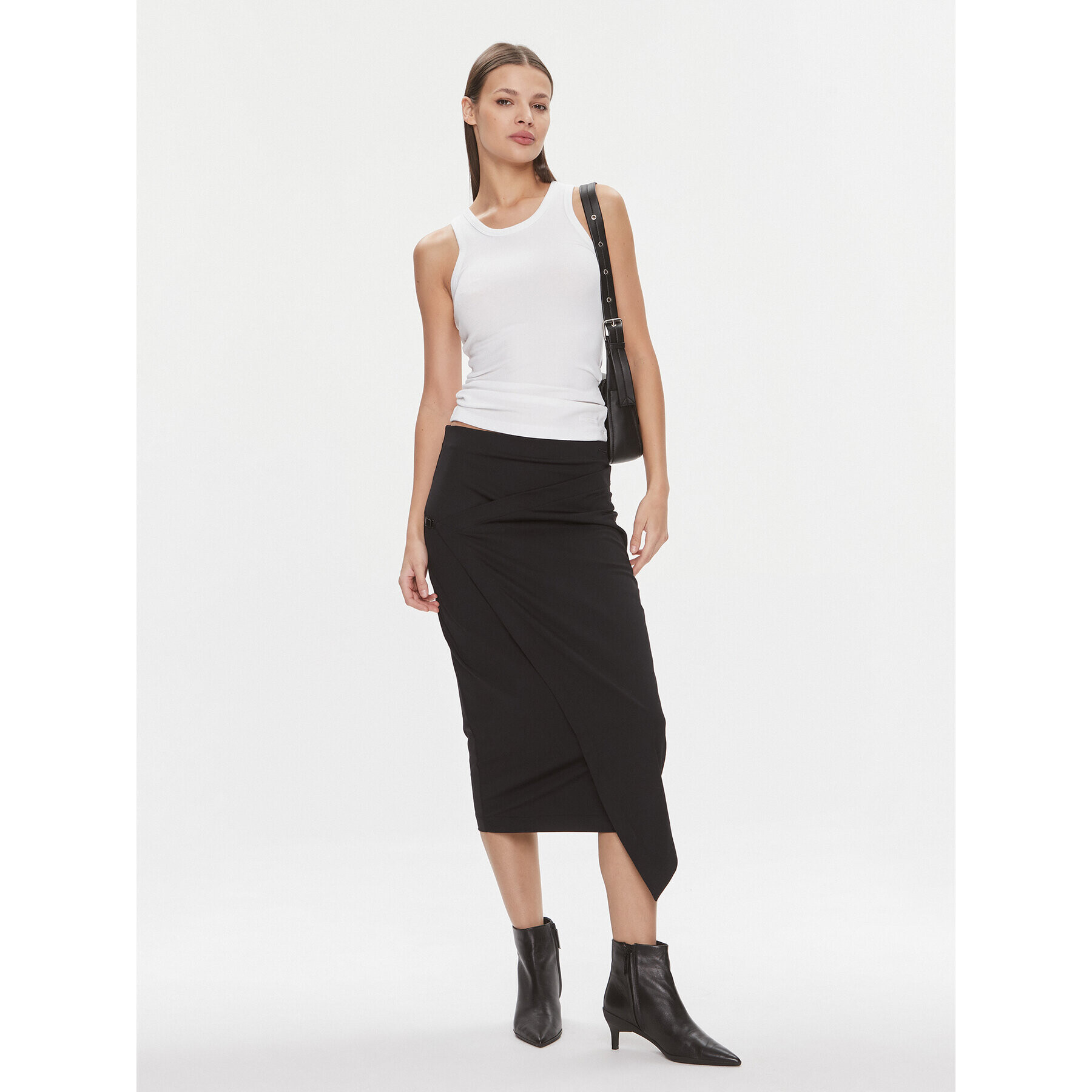 Calvin Klein Пола тип молив Stretch Jersey Midi Skirt K20K206808 Черен Slim Fit - Pepit.bg