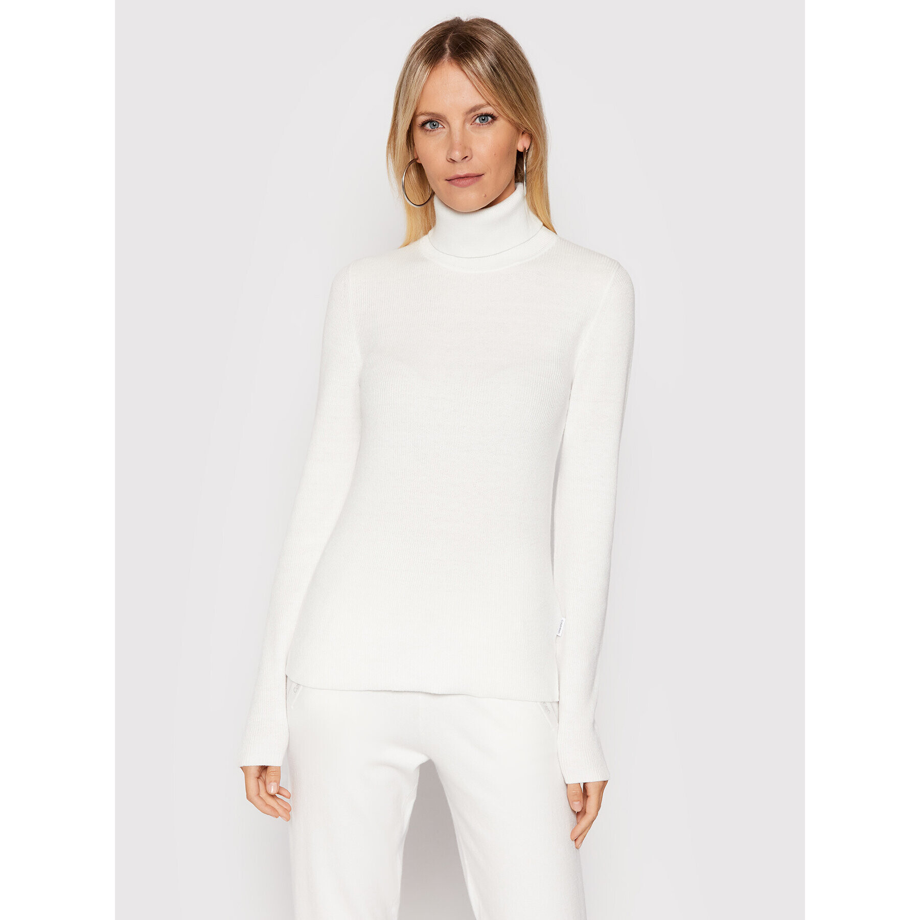 Calvin Klein Поло Essential Rib K20K203399 Бял Slim Fit - Pepit.bg
