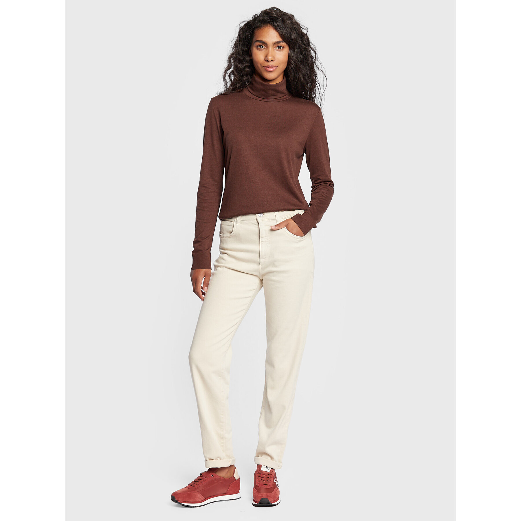 Calvin Klein Поло K20K204829 Кафяв Slim Fit - Pepit.bg