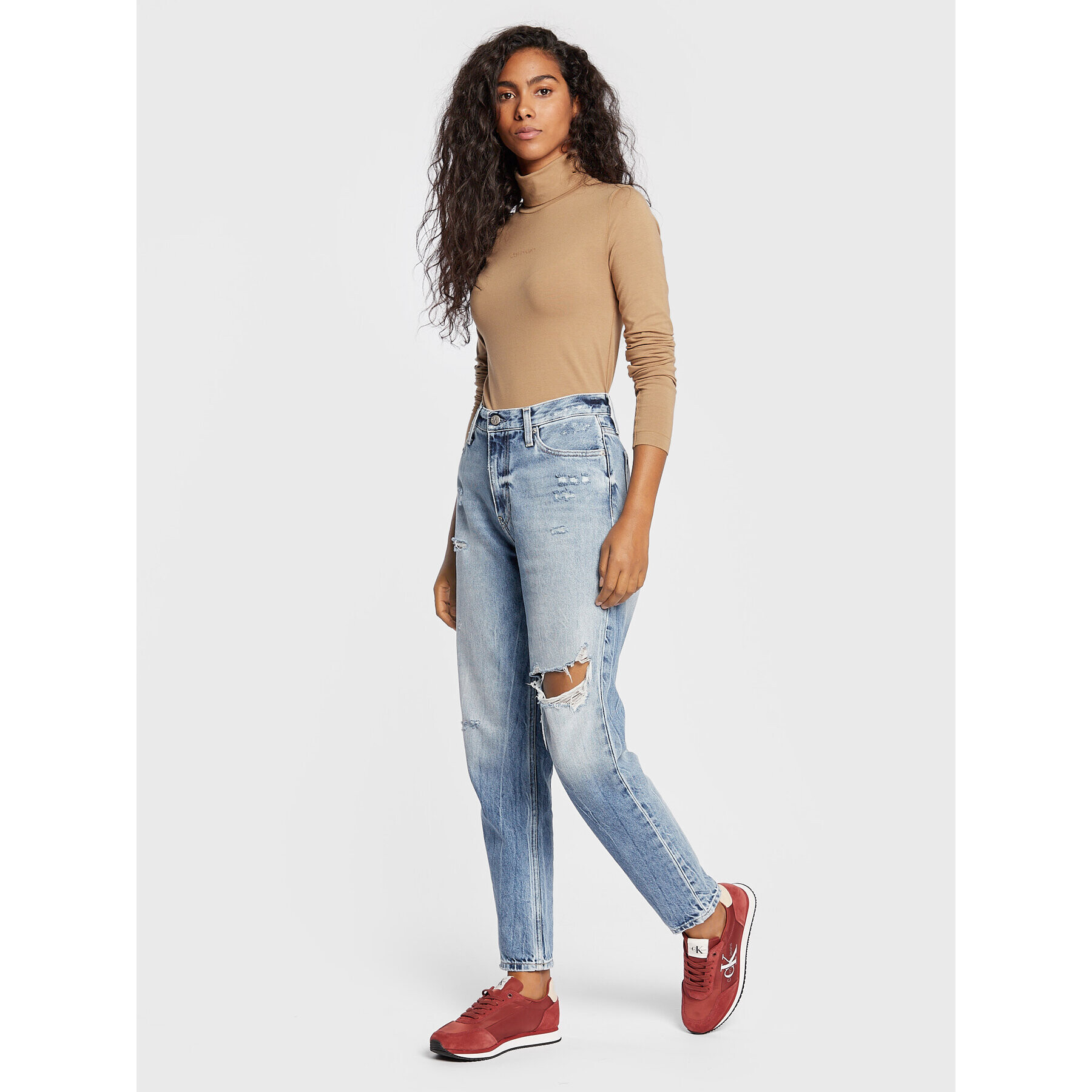 Calvin Klein Поло K20K204841 Бежов Slim Fit - Pepit.bg