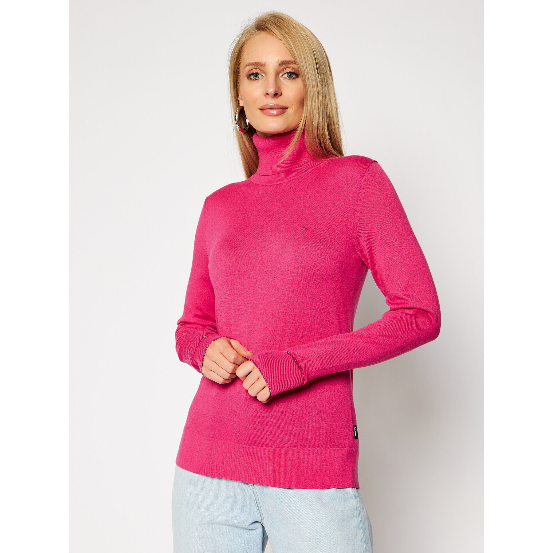 Calvin Klein Поло Ls Roll Neck K20K202244 Розов Regular Fit - Pepit.bg