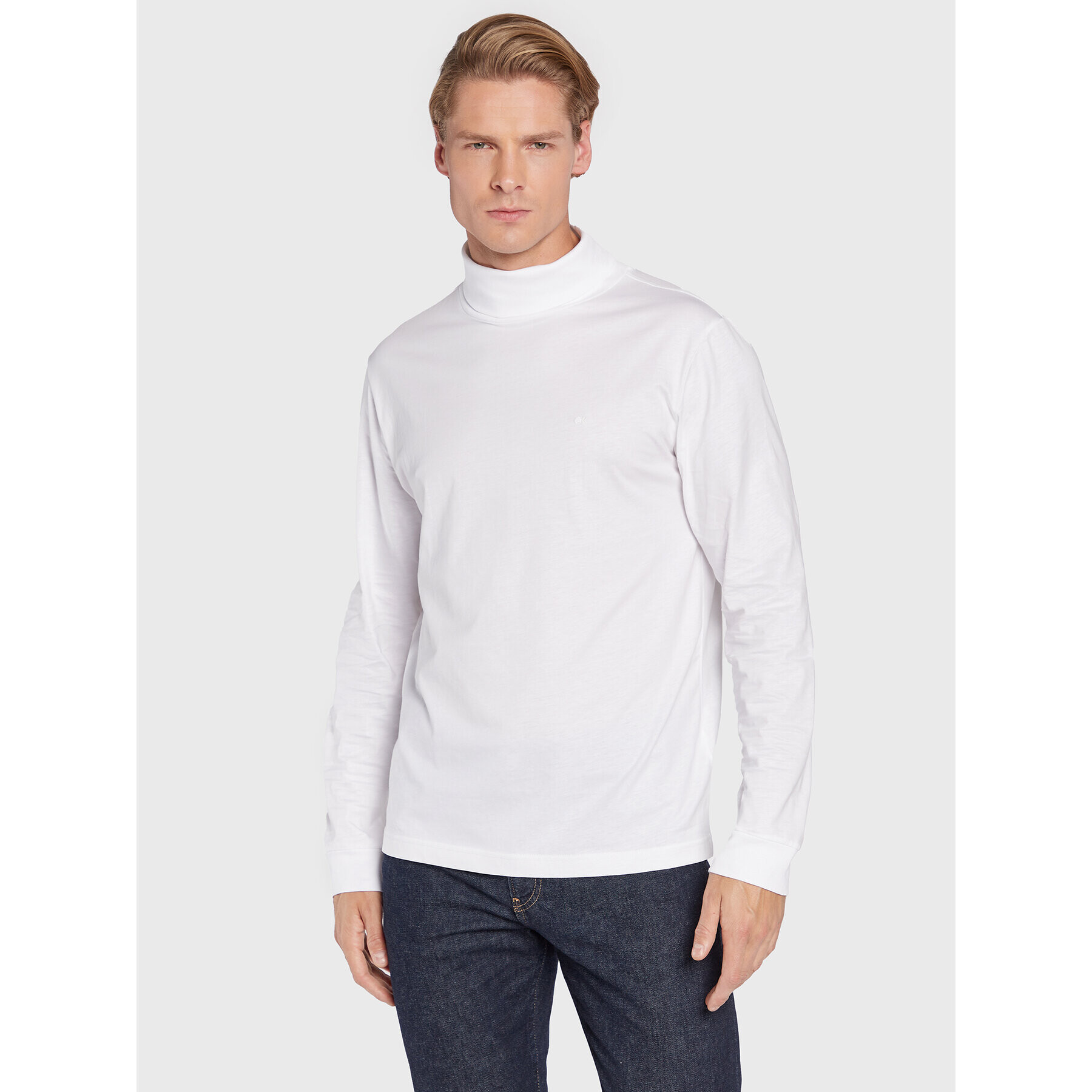 Calvin Klein Поло Smooth K10K110185 Бял Regular Fit - Pepit.bg