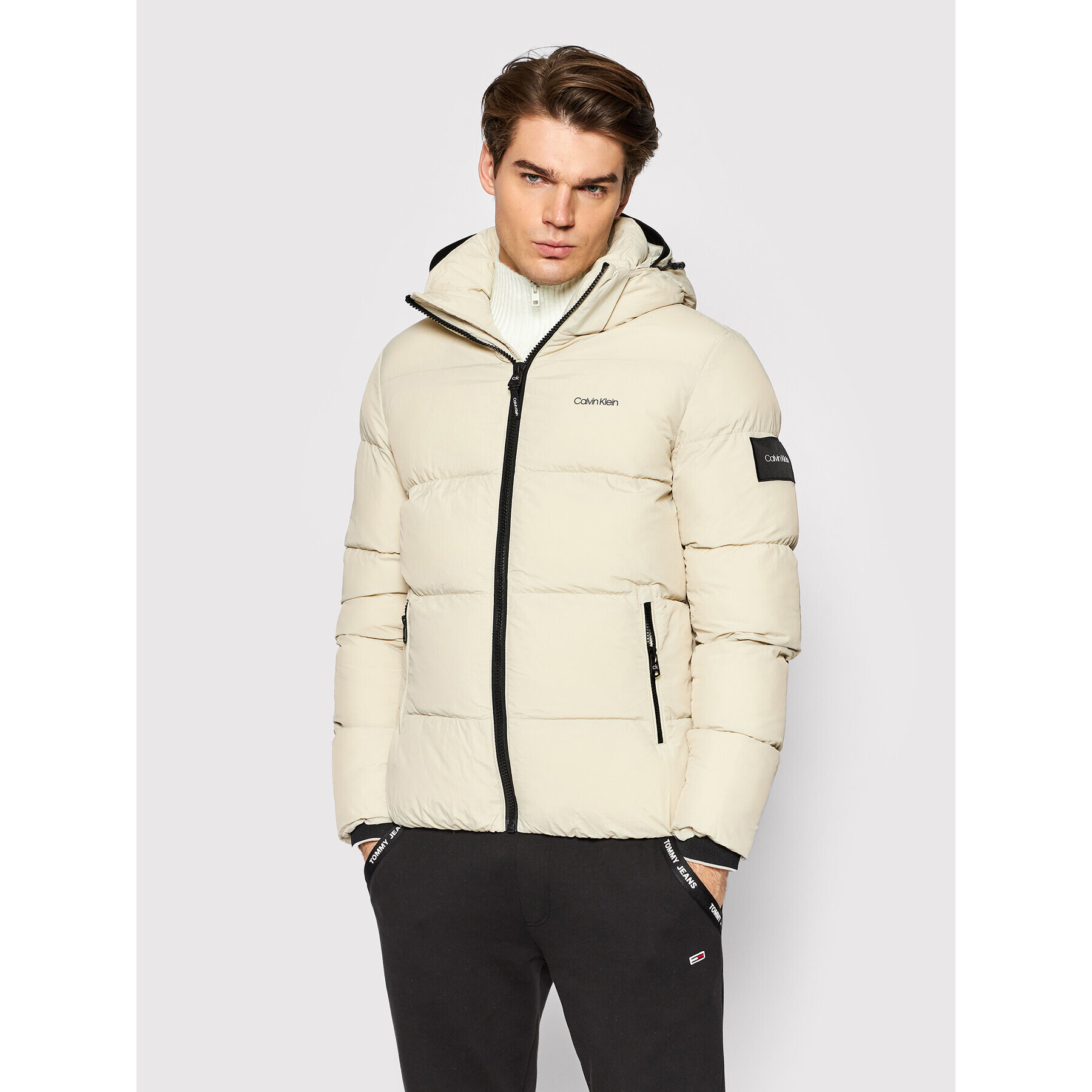 Calvin Klein Пухено яке Crinkle K10K107485 Бежов Regular Fit - Pepit.bg