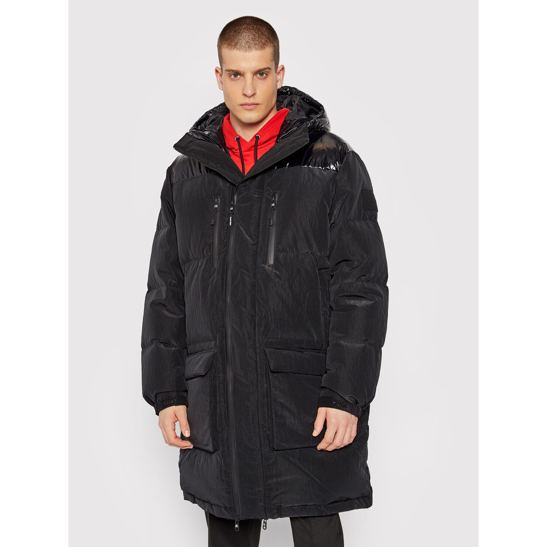 Calvin Klein Пухено яке High Shine K10K107931 Черен Regular Fit - Pepit.bg