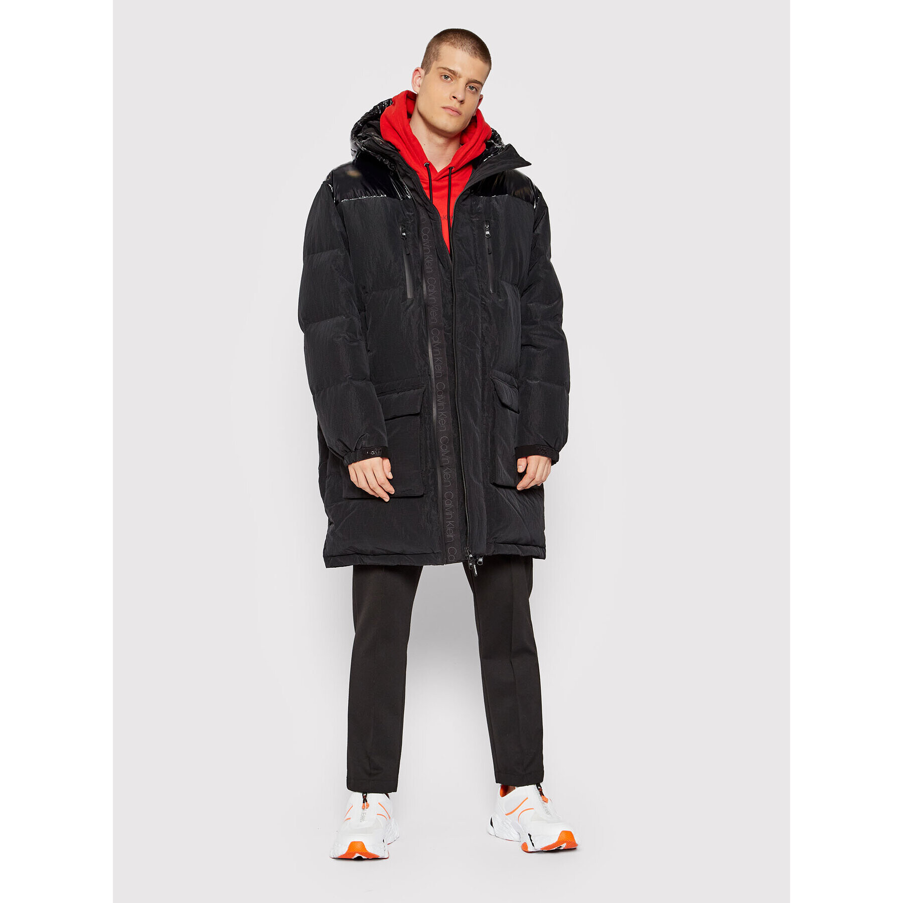 Calvin Klein Пухено яке High Shine K10K107931 Черен Regular Fit - Pepit.bg
