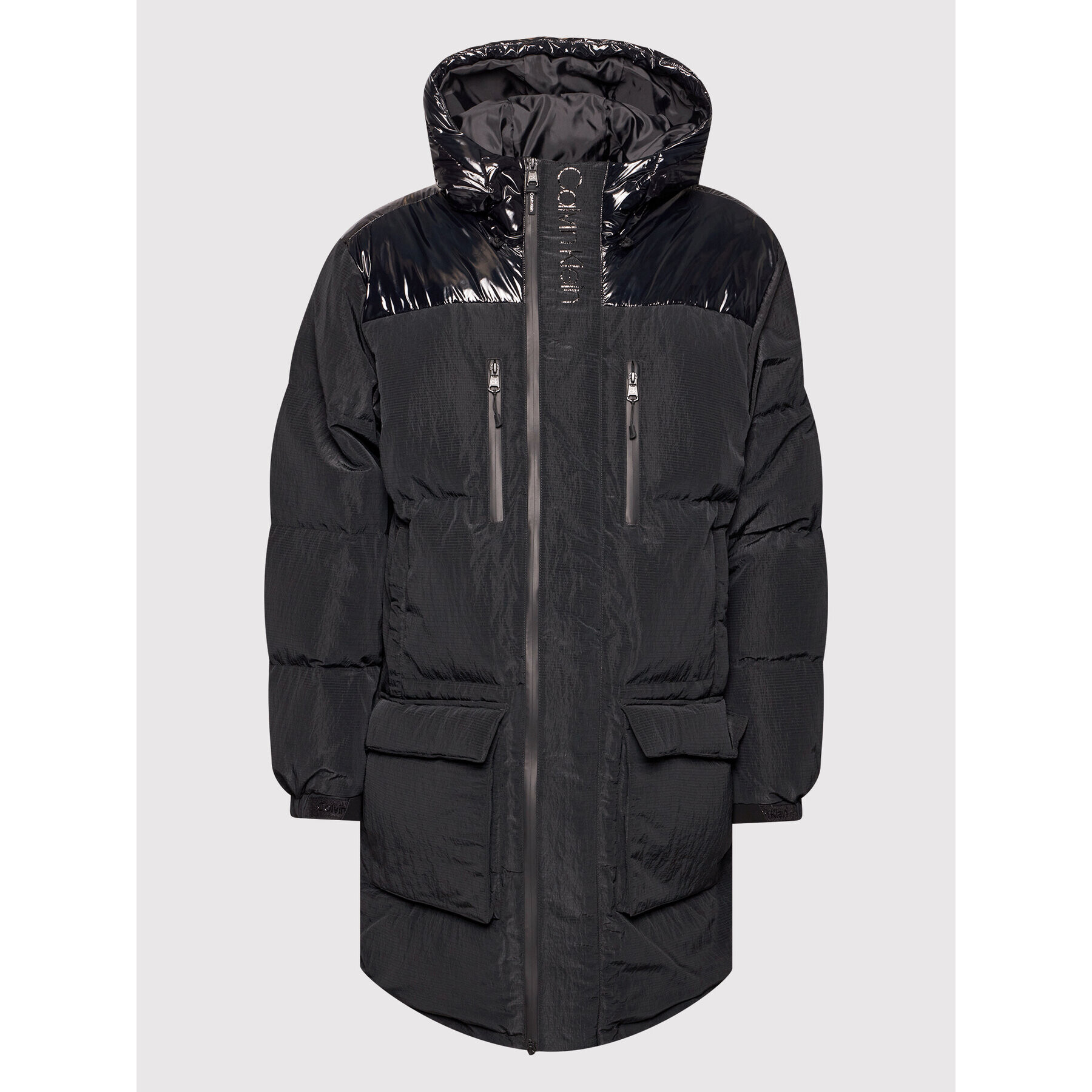 Calvin Klein Пухено яке High Shine K10K107931 Черен Regular Fit - Pepit.bg