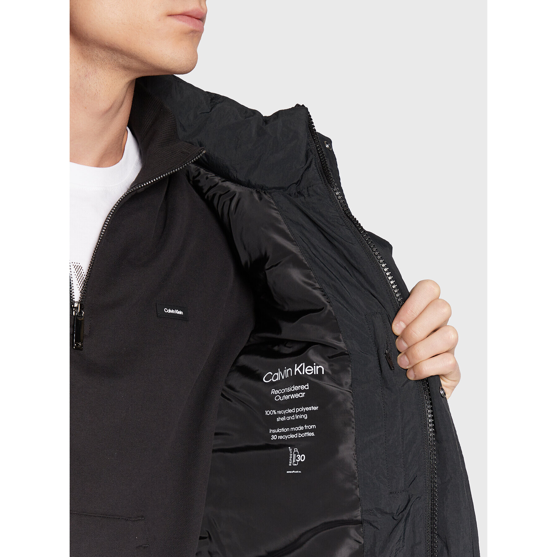Calvin Klein Пухено яке K10K110335 Черен Regular Fit - Pepit.bg