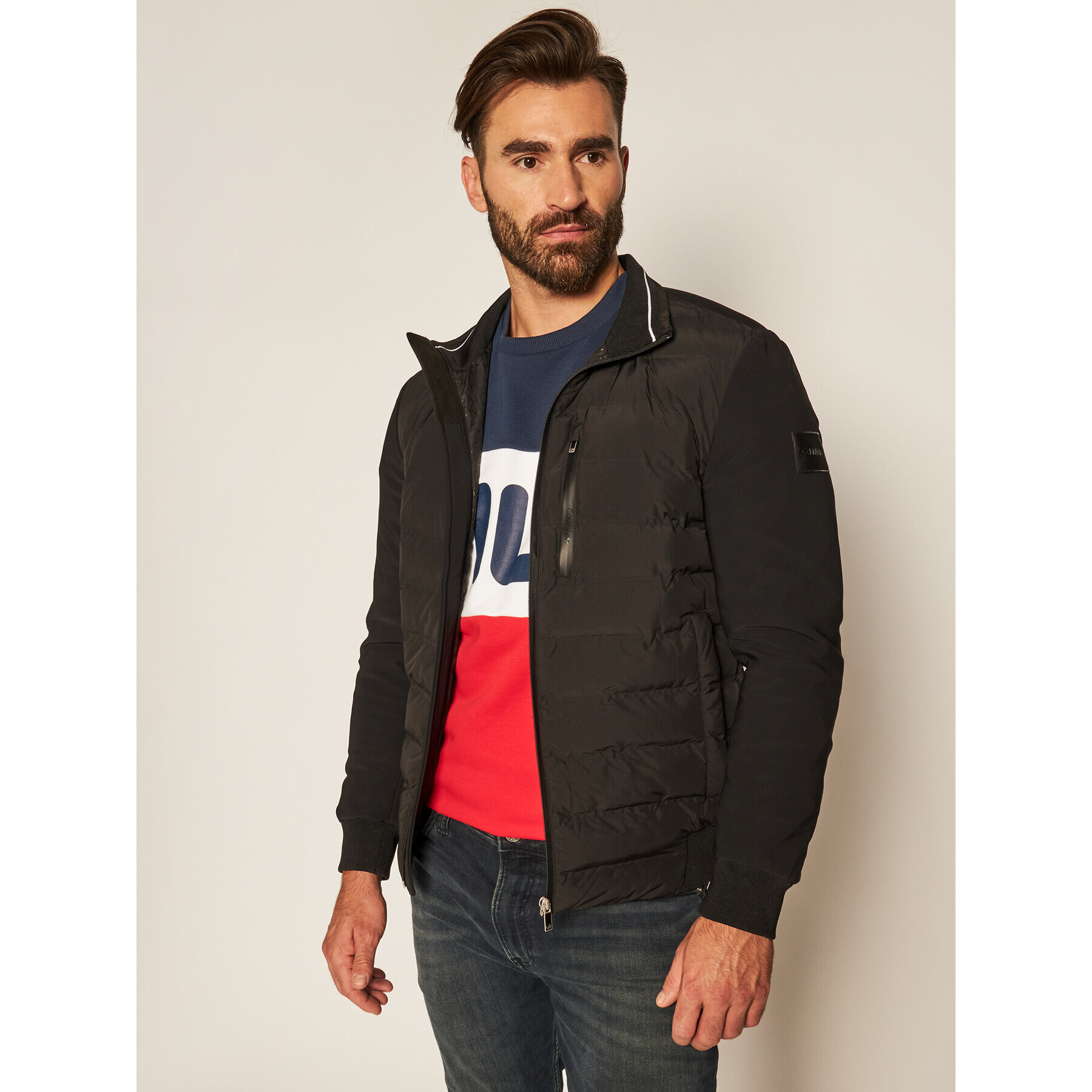 Calvin Klein Пухено яке Mix Media K10K105609 Черен Regular Fit - Pepit.bg