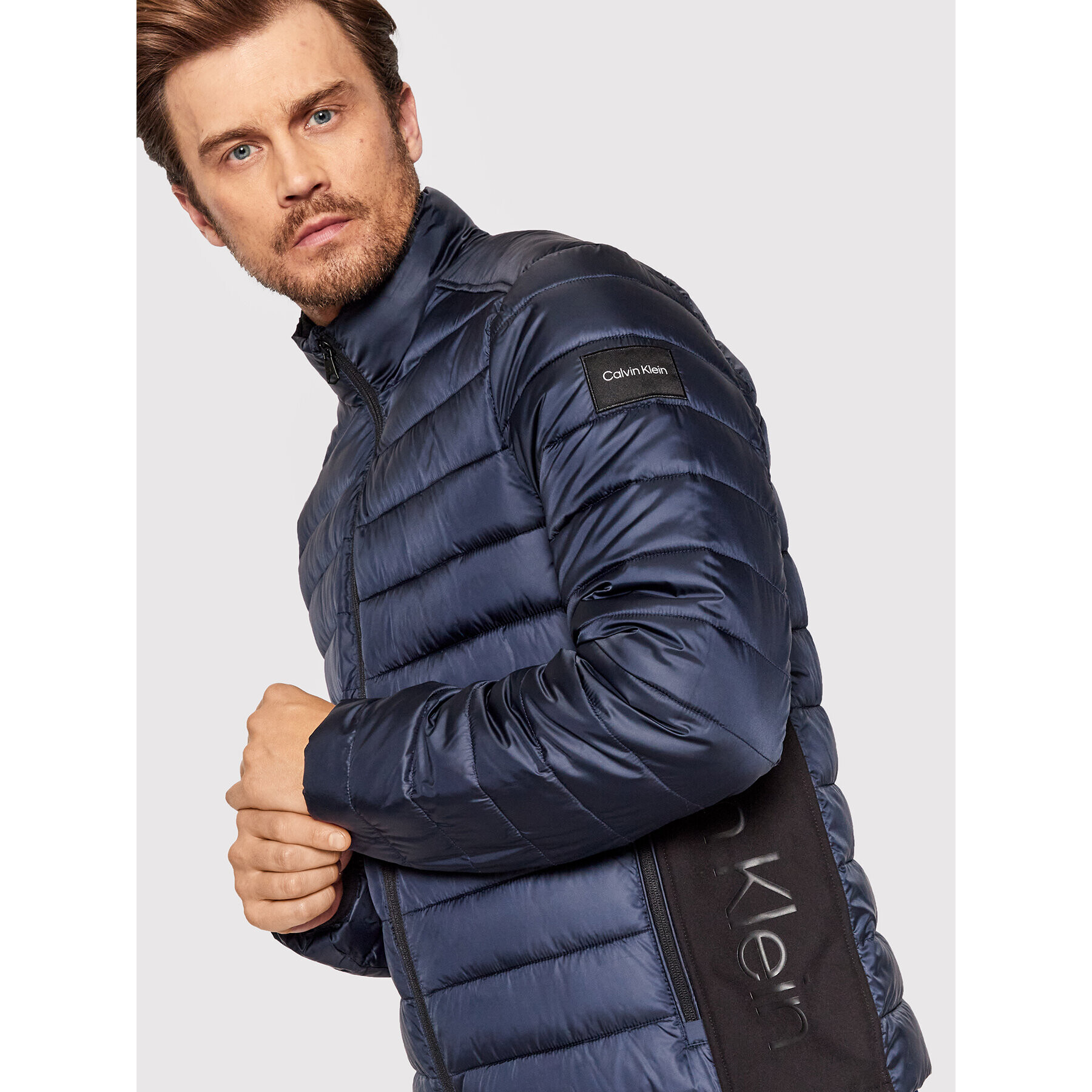 Calvin Klein Пухено яке Recycled Side K10K108291 Тъмносин Regular Fit - Pepit.bg