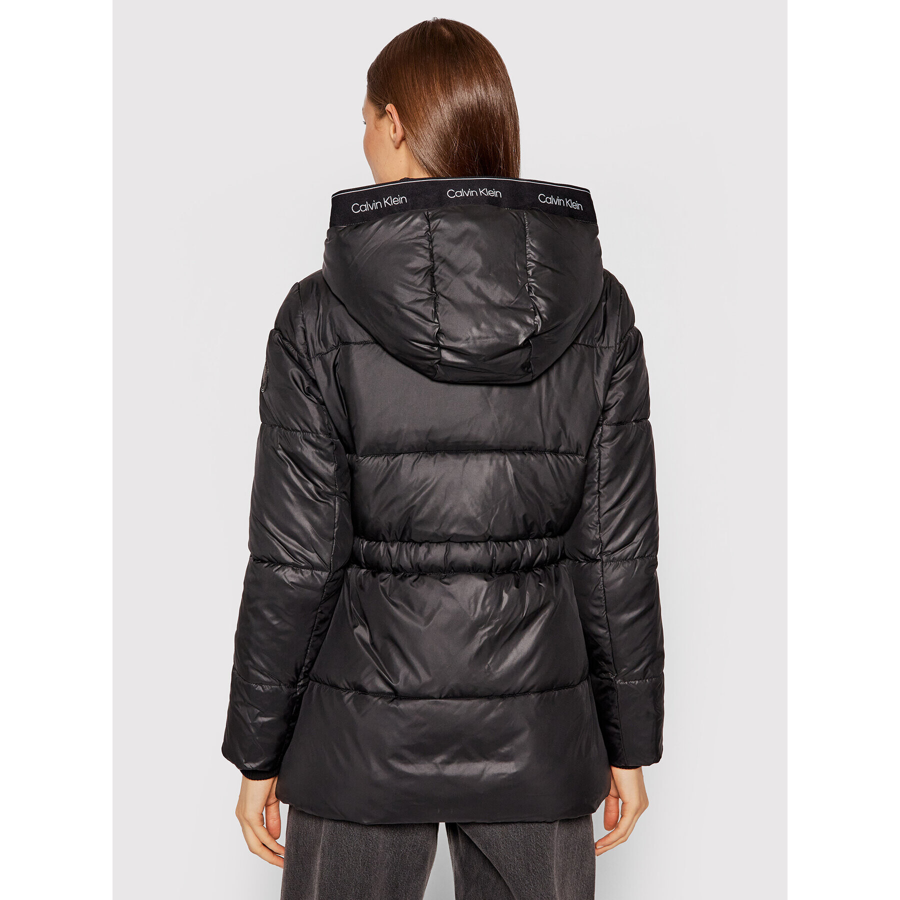 Calvin Klein Пухено яке Waisted K20K203128 Черен Regular Fit - Pepit.bg