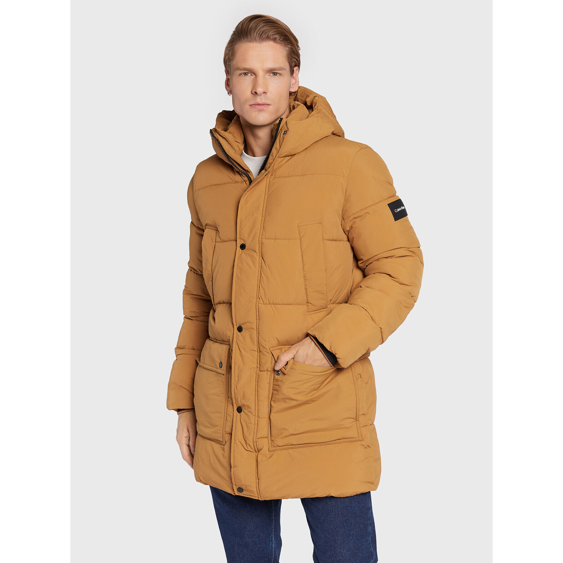 Calvin Klein Пухено яке Crinkle K10K110335 Кафяв Regular Fit - Pepit.bg