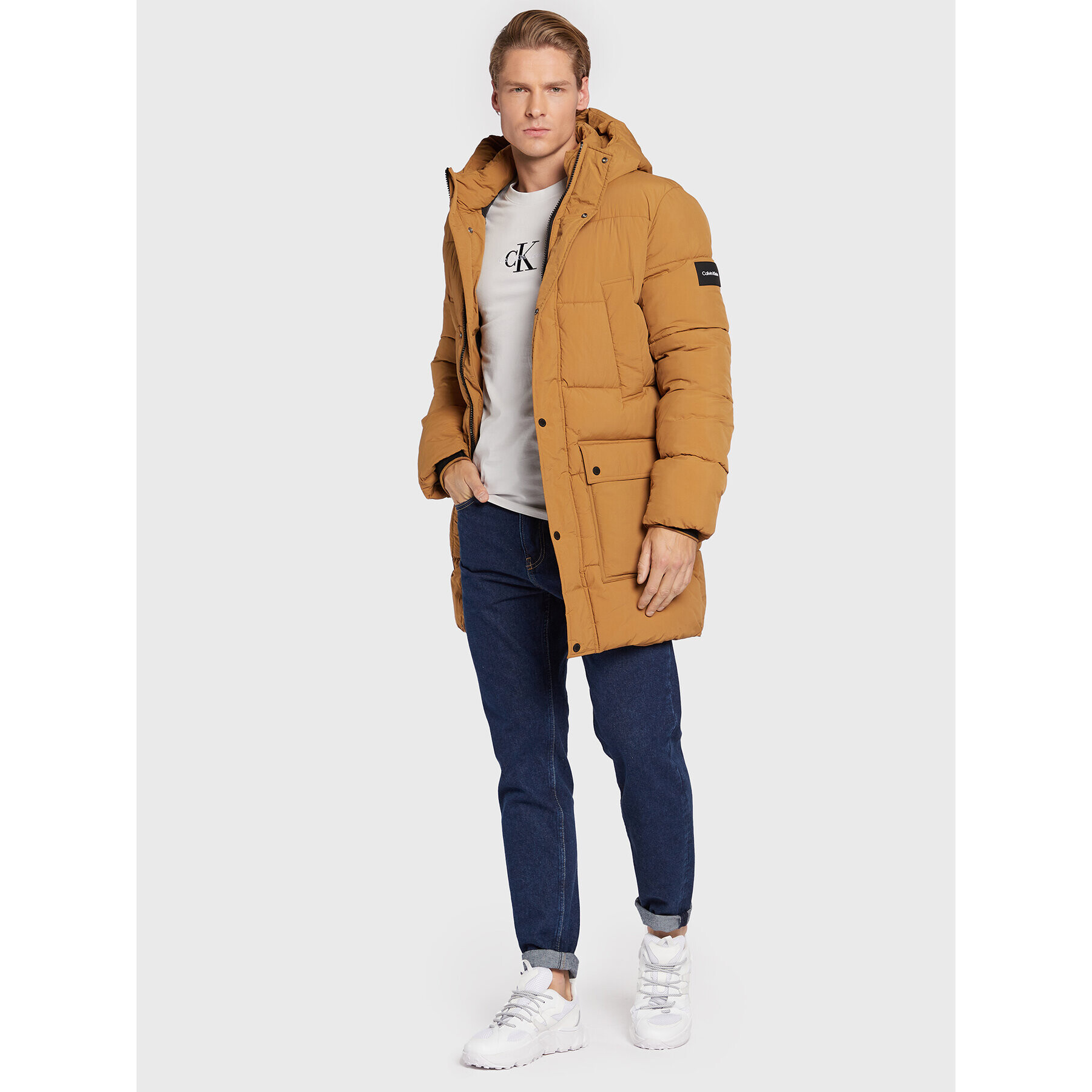 Calvin Klein Пухено яке Crinkle K10K110335 Кафяв Regular Fit - Pepit.bg