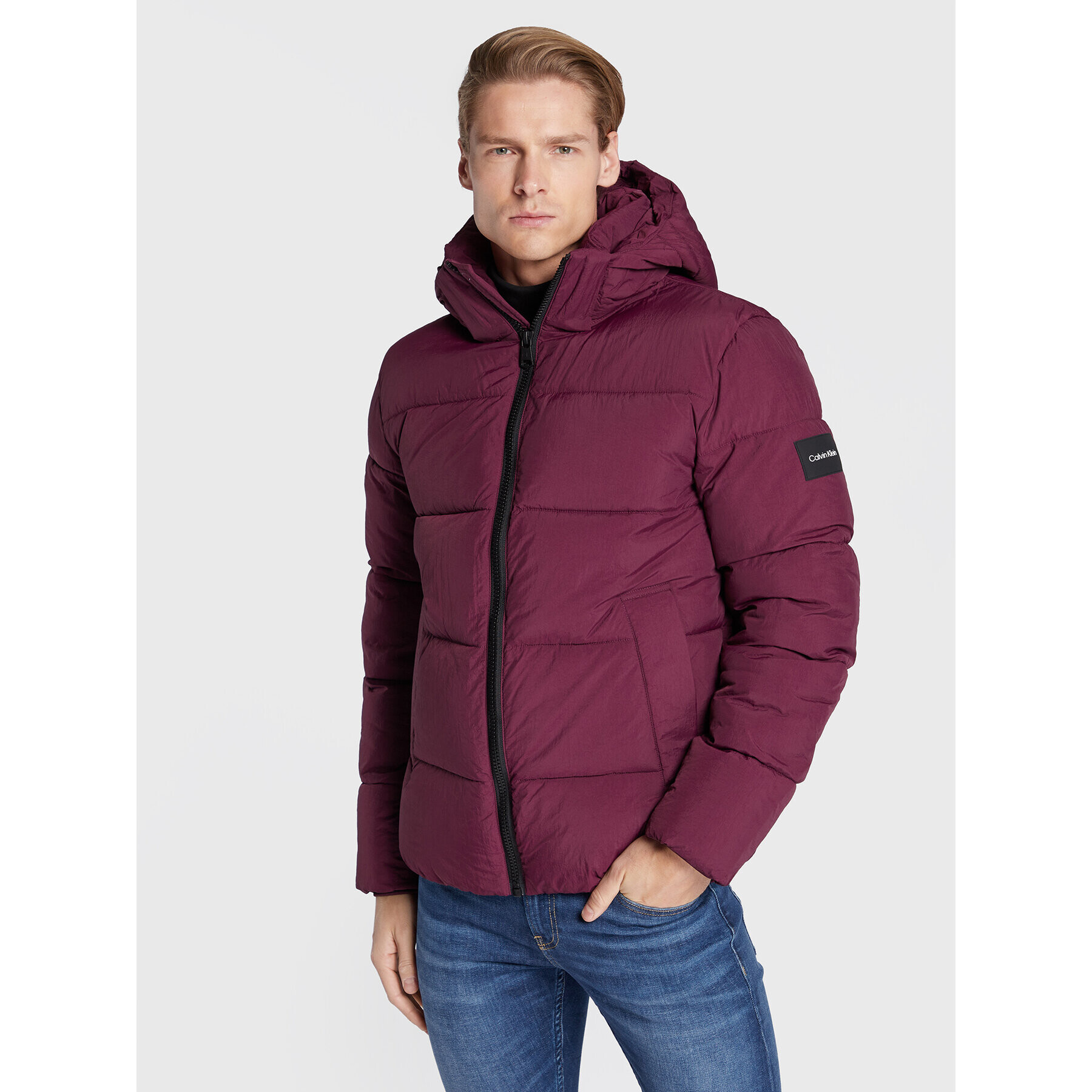 Calvin Klein Пухено яке Crinkle K10K110336 Бордо Regular Fit - Pepit.bg