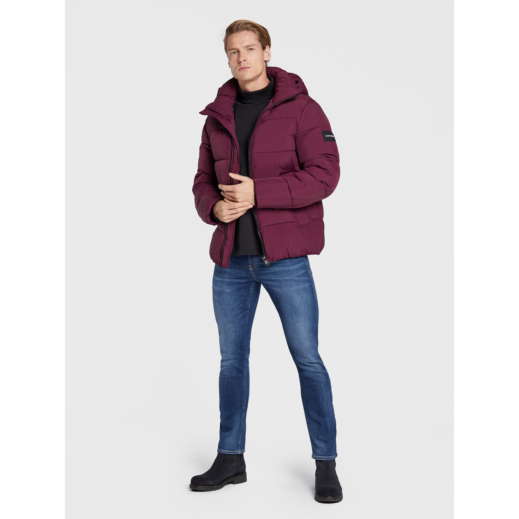 Calvin Klein Пухено яке Crinkle K10K110336 Бордо Regular Fit - Pepit.bg