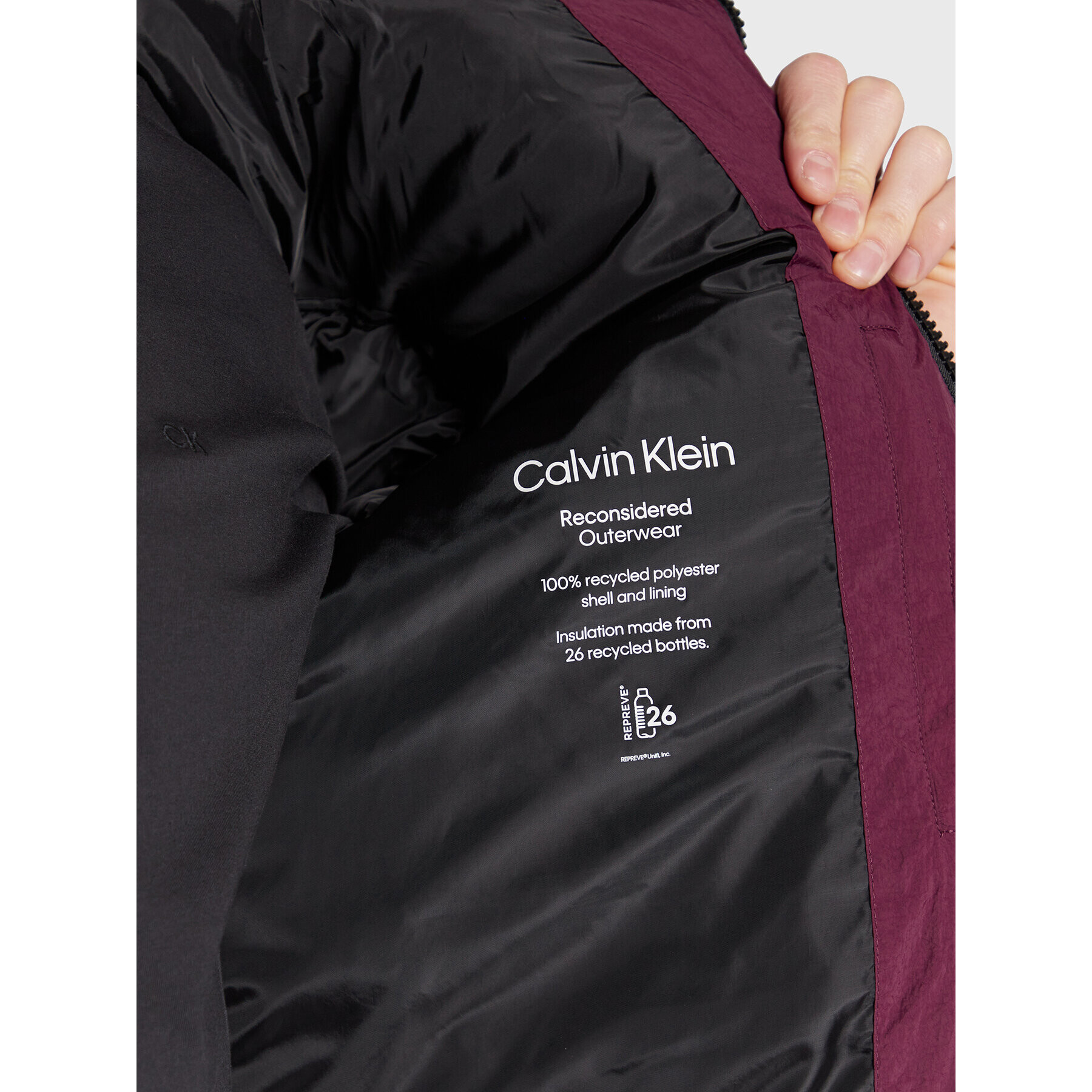 Calvin Klein Пухено яке Crinkle K10K110336 Бордо Regular Fit - Pepit.bg