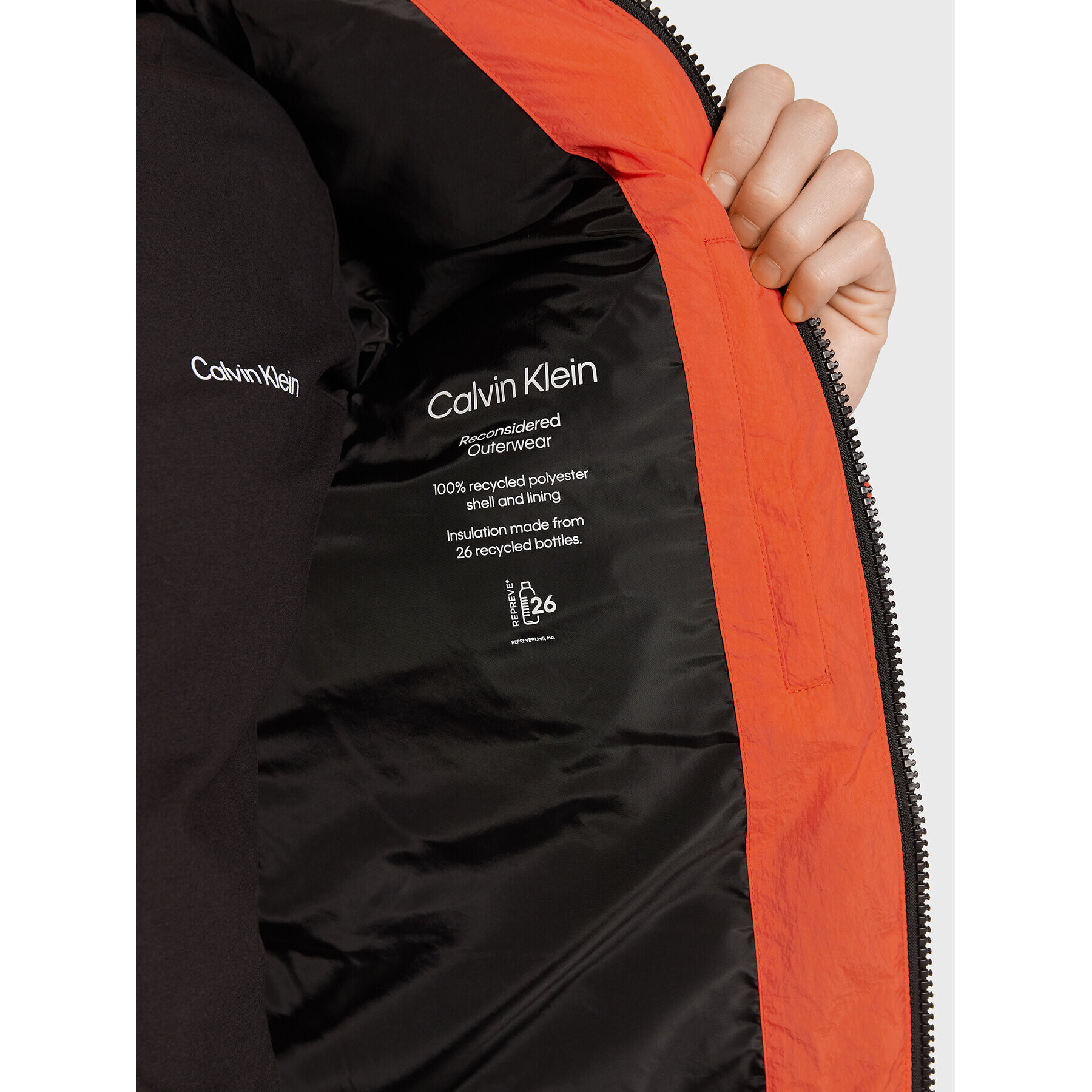 Calvin Klein Пухено яке Crinkle K10K110336 Оранжев Regular Fit - Pepit.bg