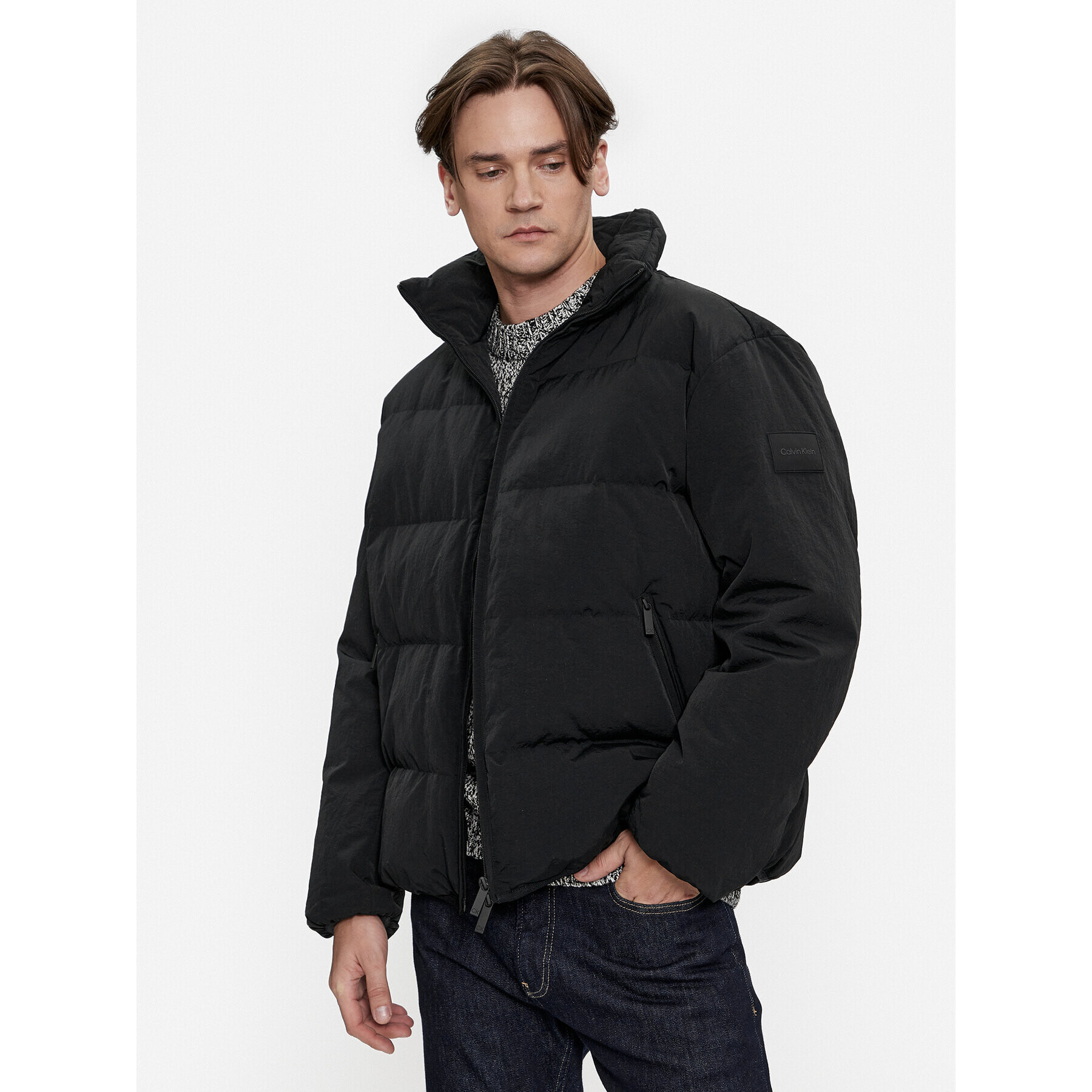 Calvin Klein Пухено яке Crinkle K10K111882 Черен Regular Fit - Pepit.bg
